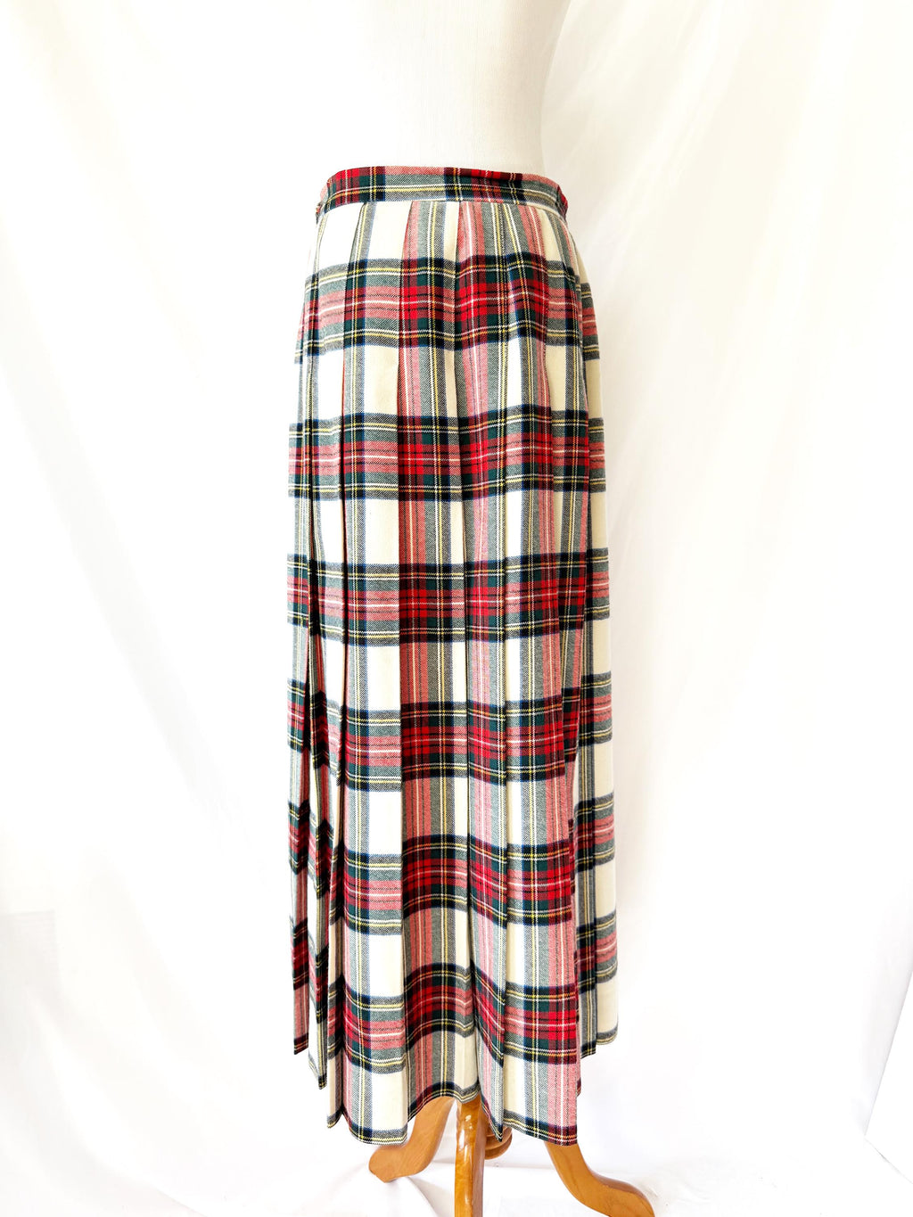 Bowdon Pleated Tartan Plaid Wool Maxi Skirt Medium