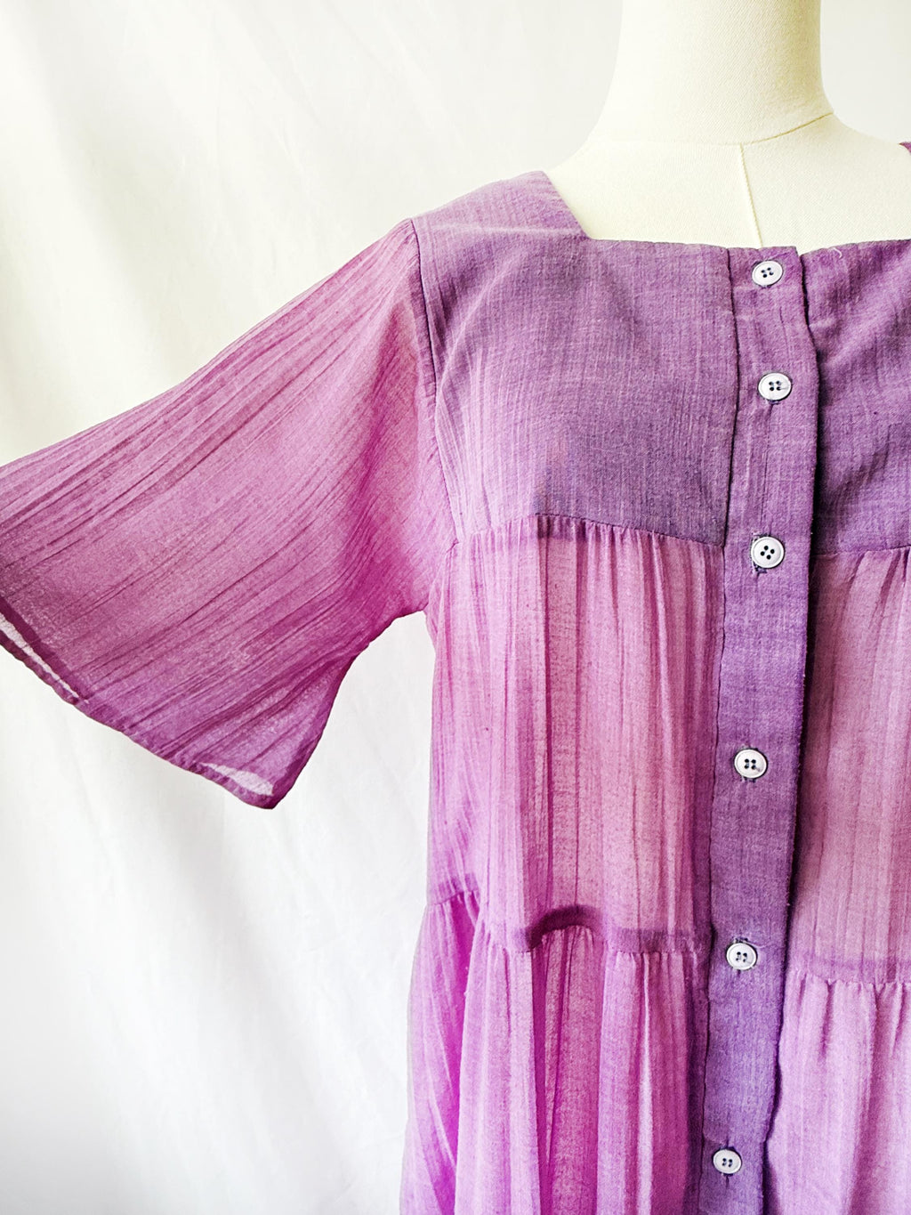 Sheer Purple Tiered Sun Dress vintage summer dress  Large