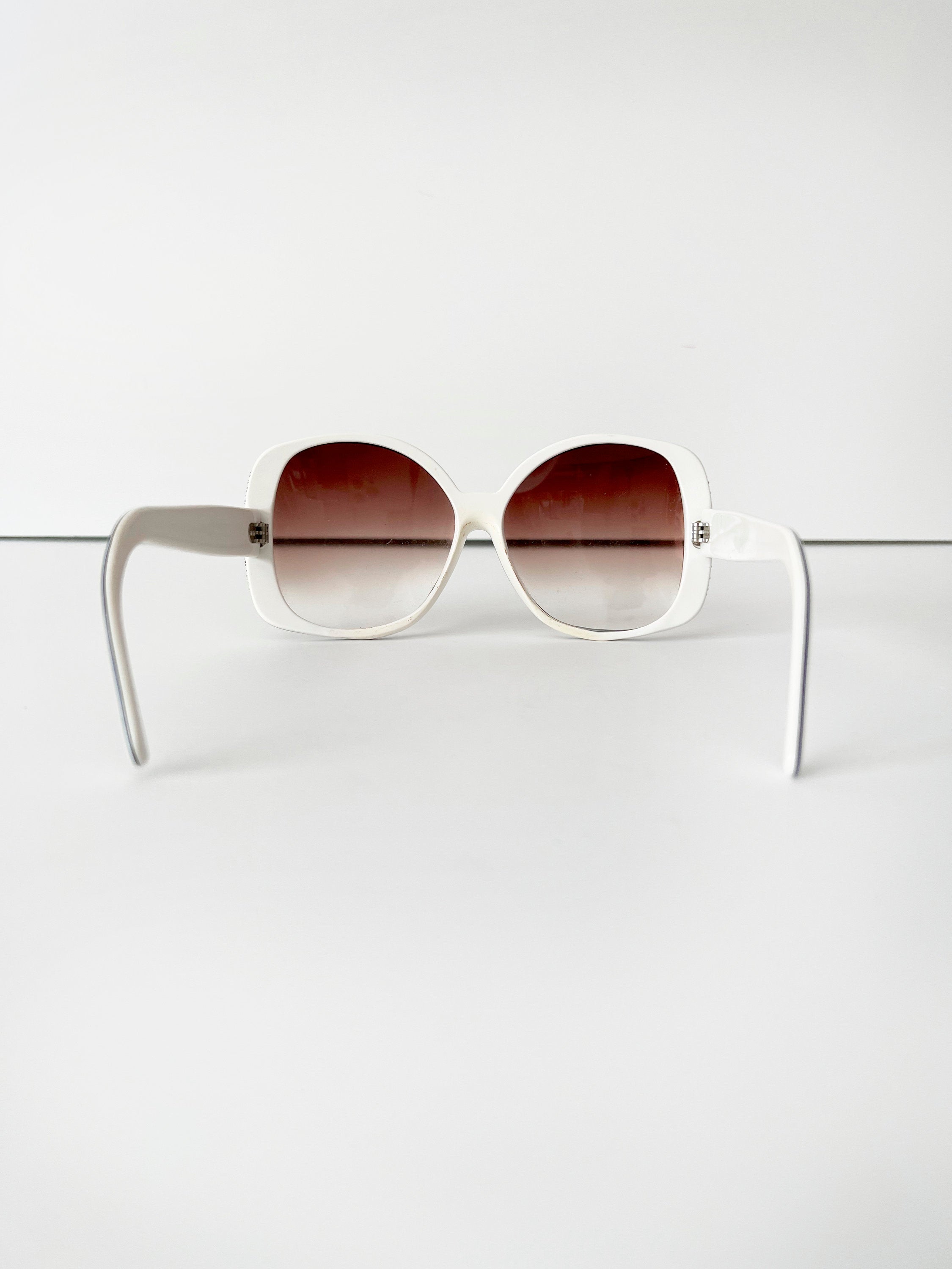 Vintage Nina Ricci Sunglasses: White Frame Rhinestone Sunglasses, Made in France
