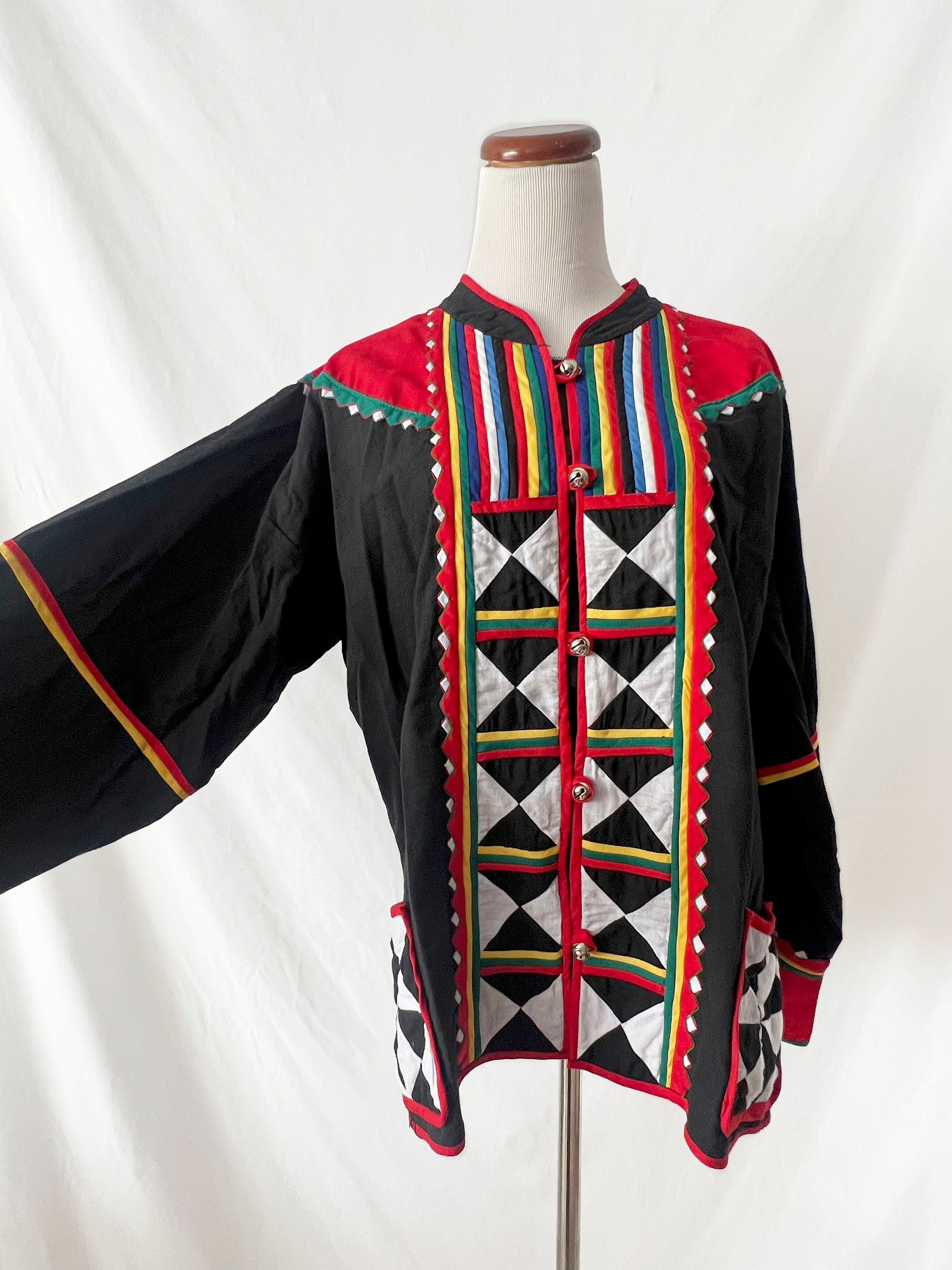 multicolor quilted jacket with bells as buttons large xlarge