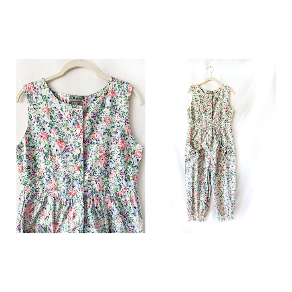 Floral Jumpsuit 1980s Romper One Piece Komil Small