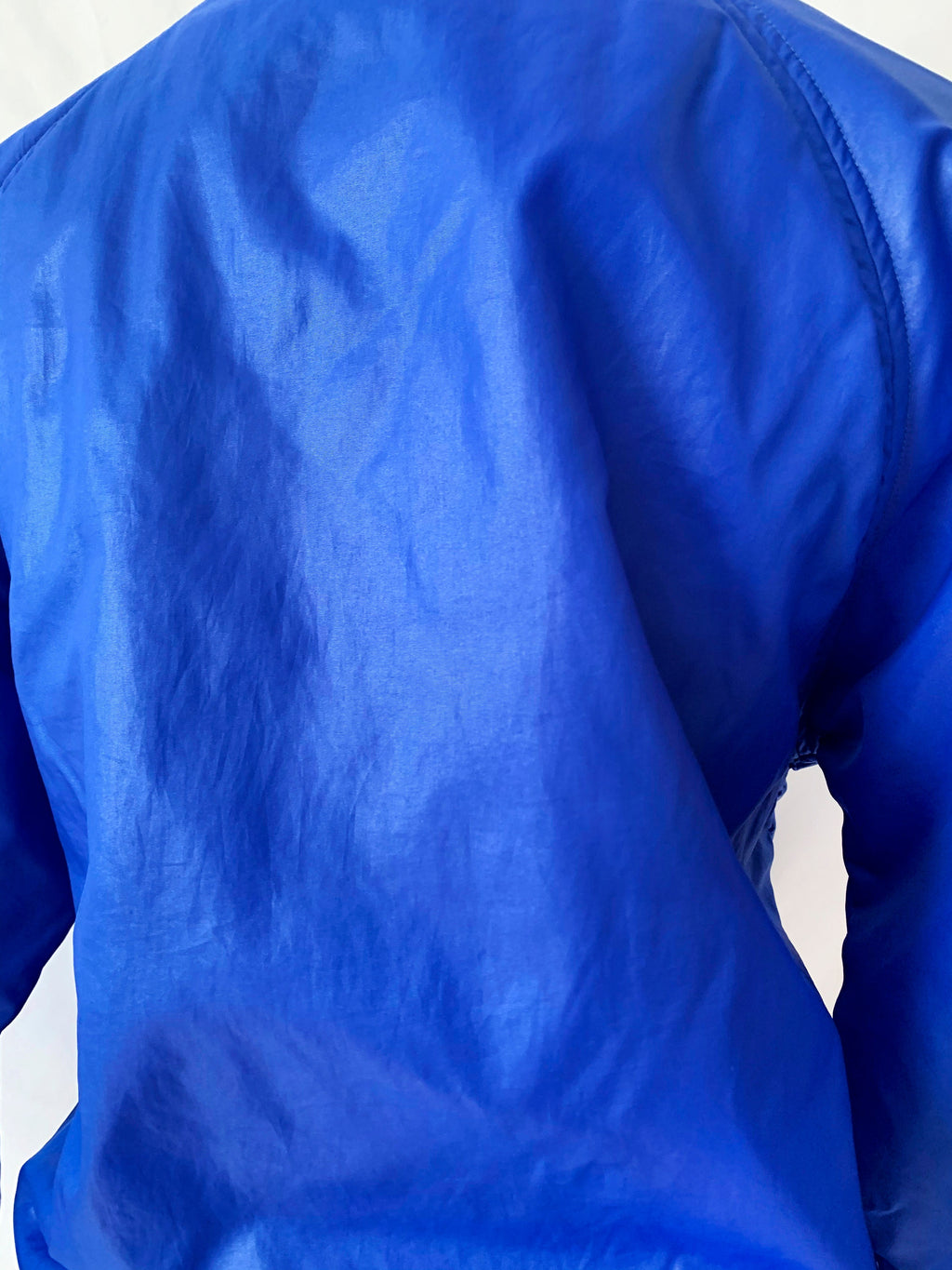 vintage 1980s shiny blue  sweatshirt / lapis blue / big pocket / small