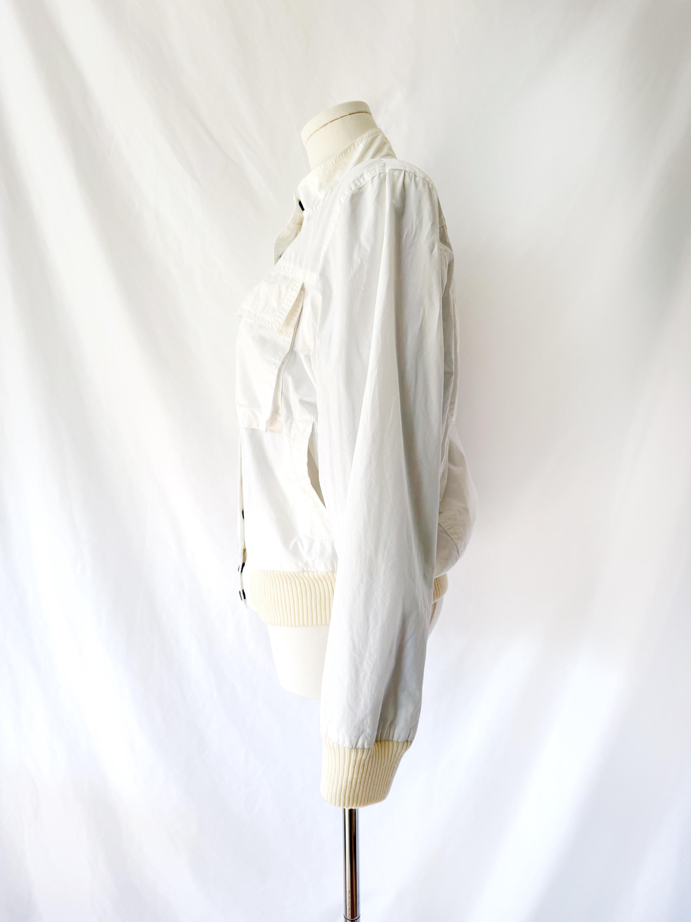 Vintage Lizwear Bomber sailing striped cotton Jacket W Shoulder Pads Sz M