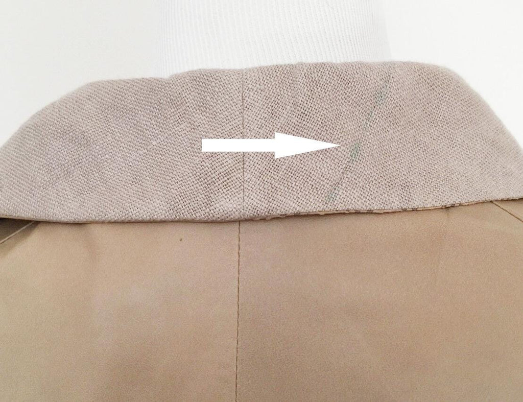 Leather Jacket with oversized Linen Collar Large