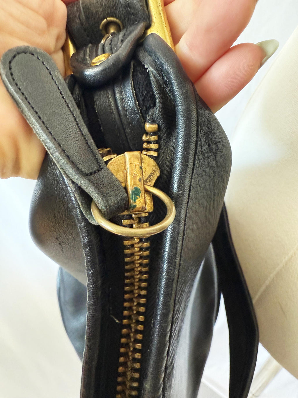 Vintage Coach Black Leather Bucket Bag: Annie Hall Style