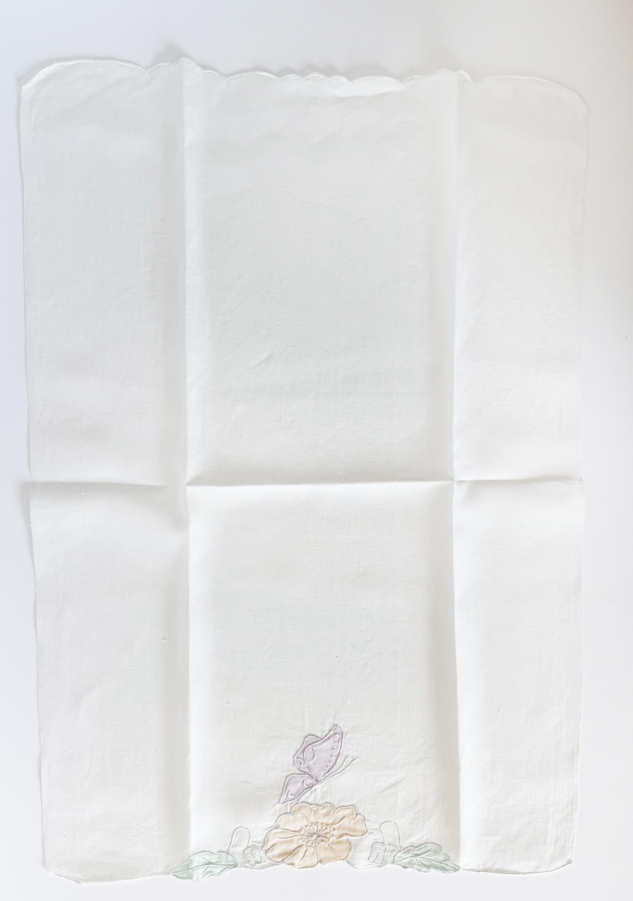 Butterfly and Flowers Embroidered Fingertip Towel
