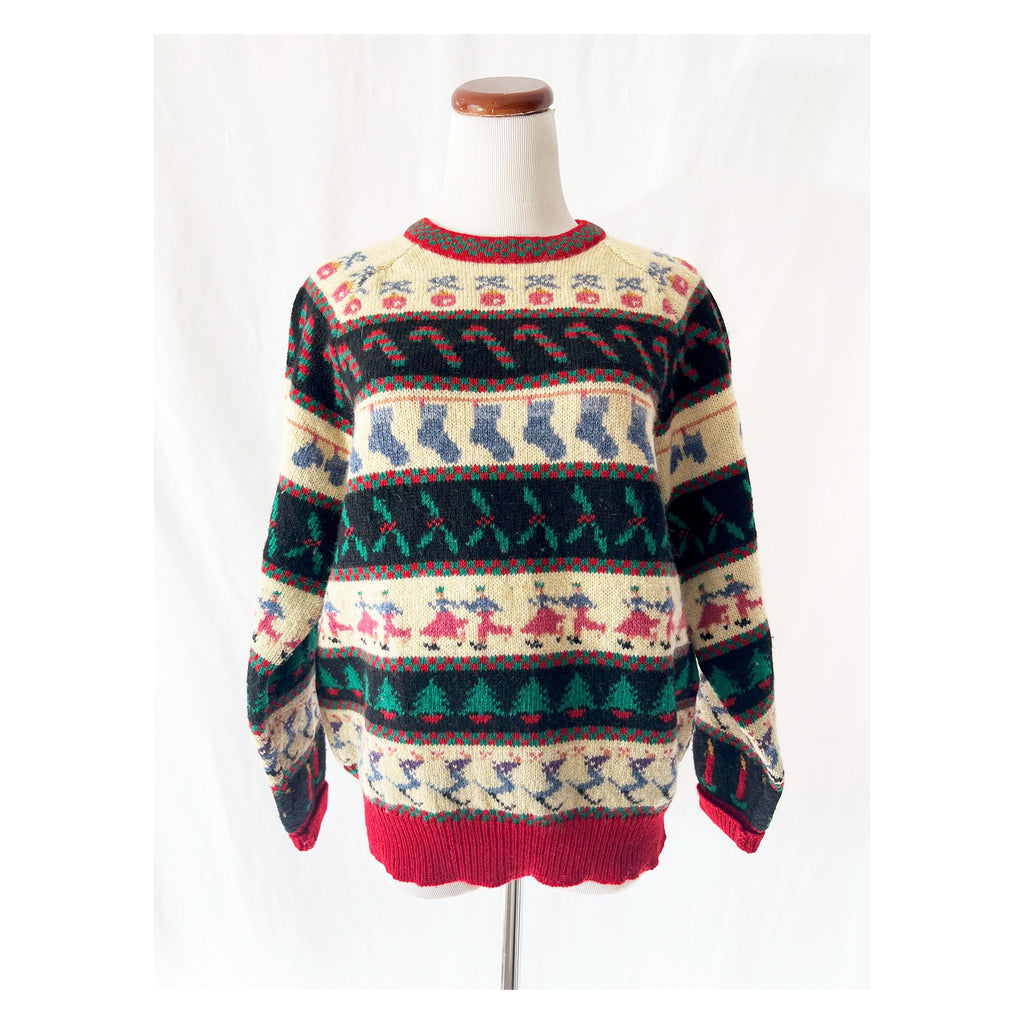 susan bristol holiday fair isle wool sweater medium