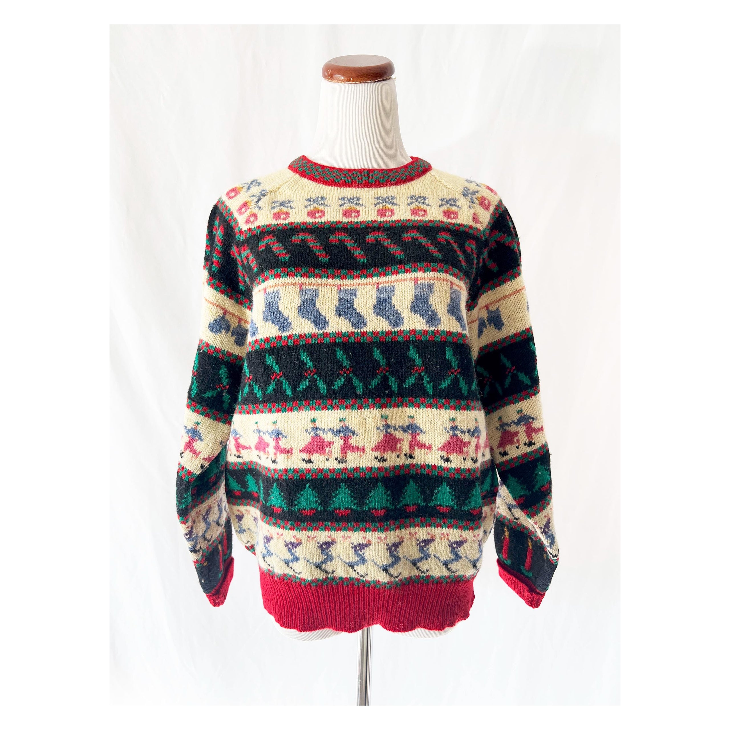 susan bristol holiday fair isle wool sweater medium