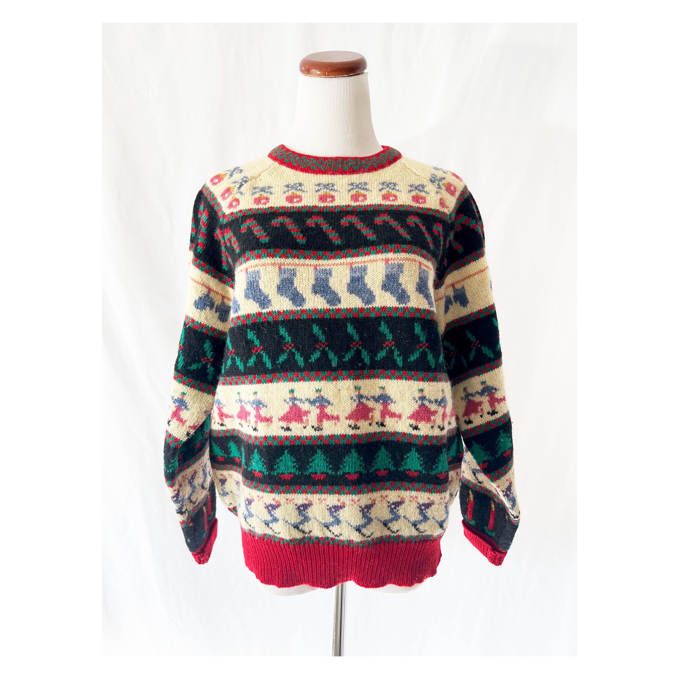 susan bristol holiday fair isle wool sweater medium