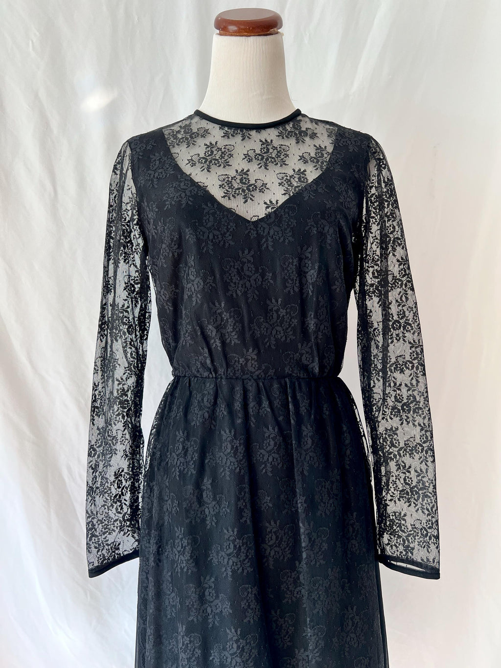 vintage 1980s black lace dress medium