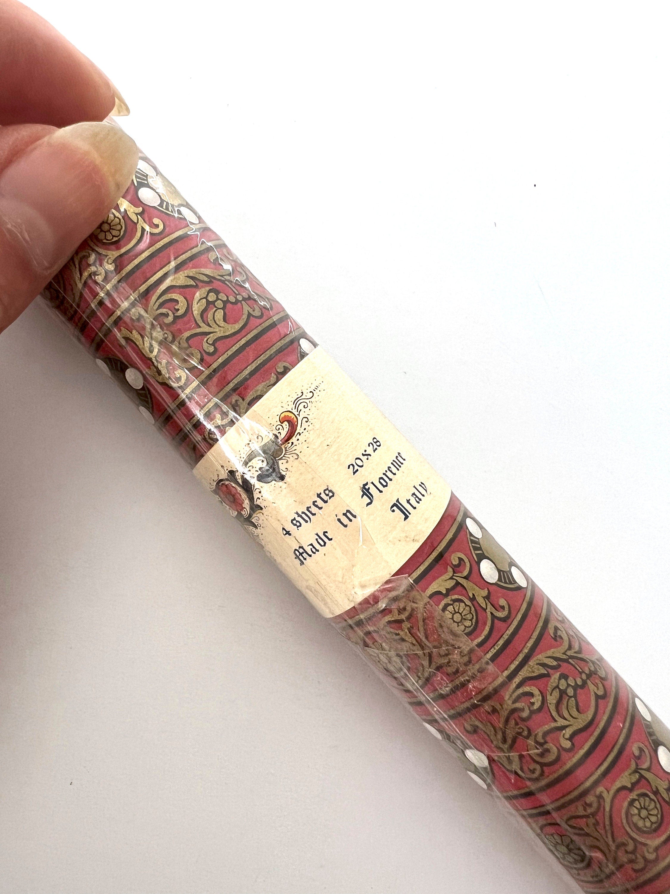 Vintage Florentine Paper: Red, Black & Gold Italian Wrapping Paper (4 Sheets)