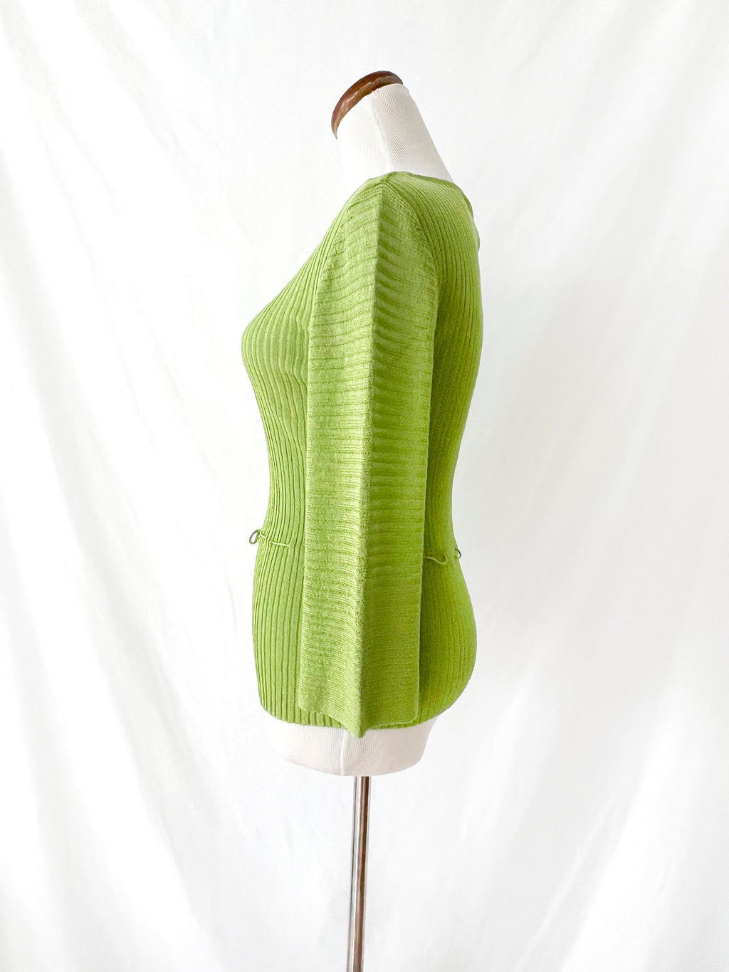 sufer paris 70S green knit top vintage parisian fashion small