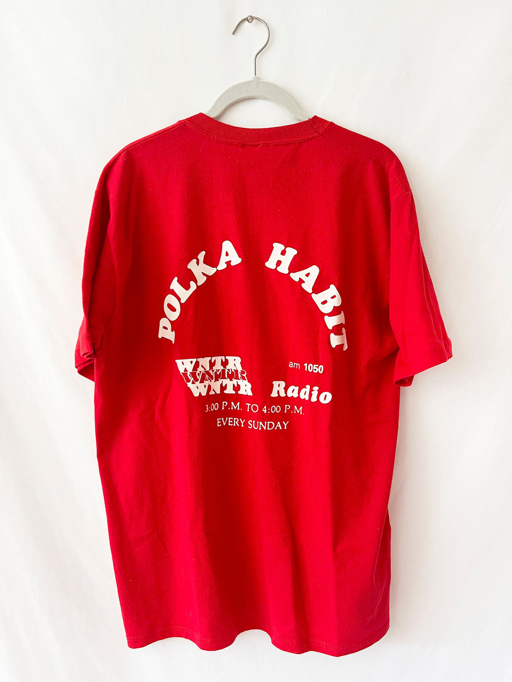 Vintage 70s Polka Habit T-Shirt: Red Radio Promo Tee (XL)