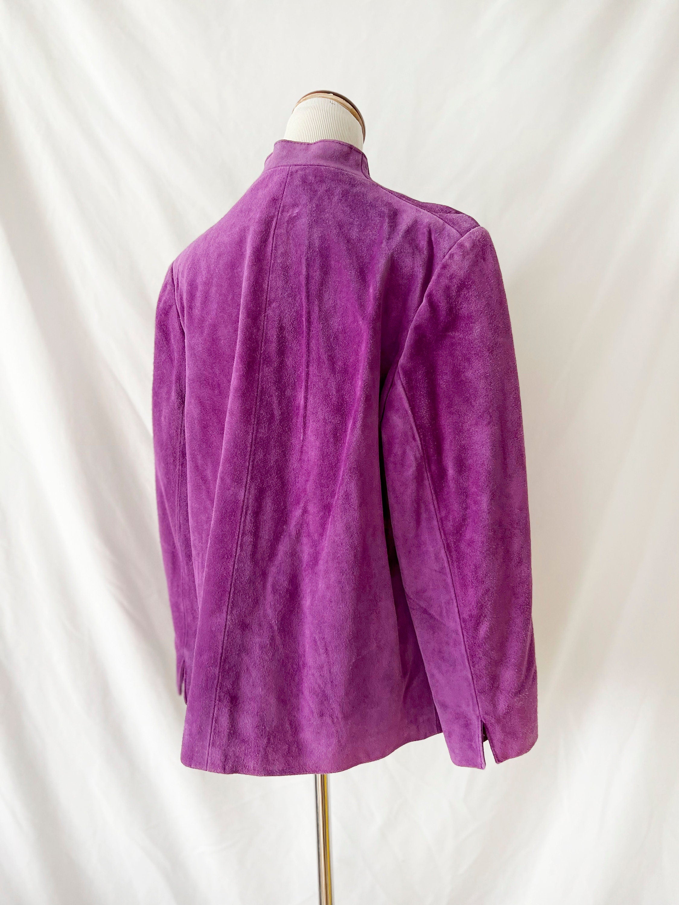 Vintage 1970s Purple Suede Jacket Miss Bergdorf Leather Jacket medium