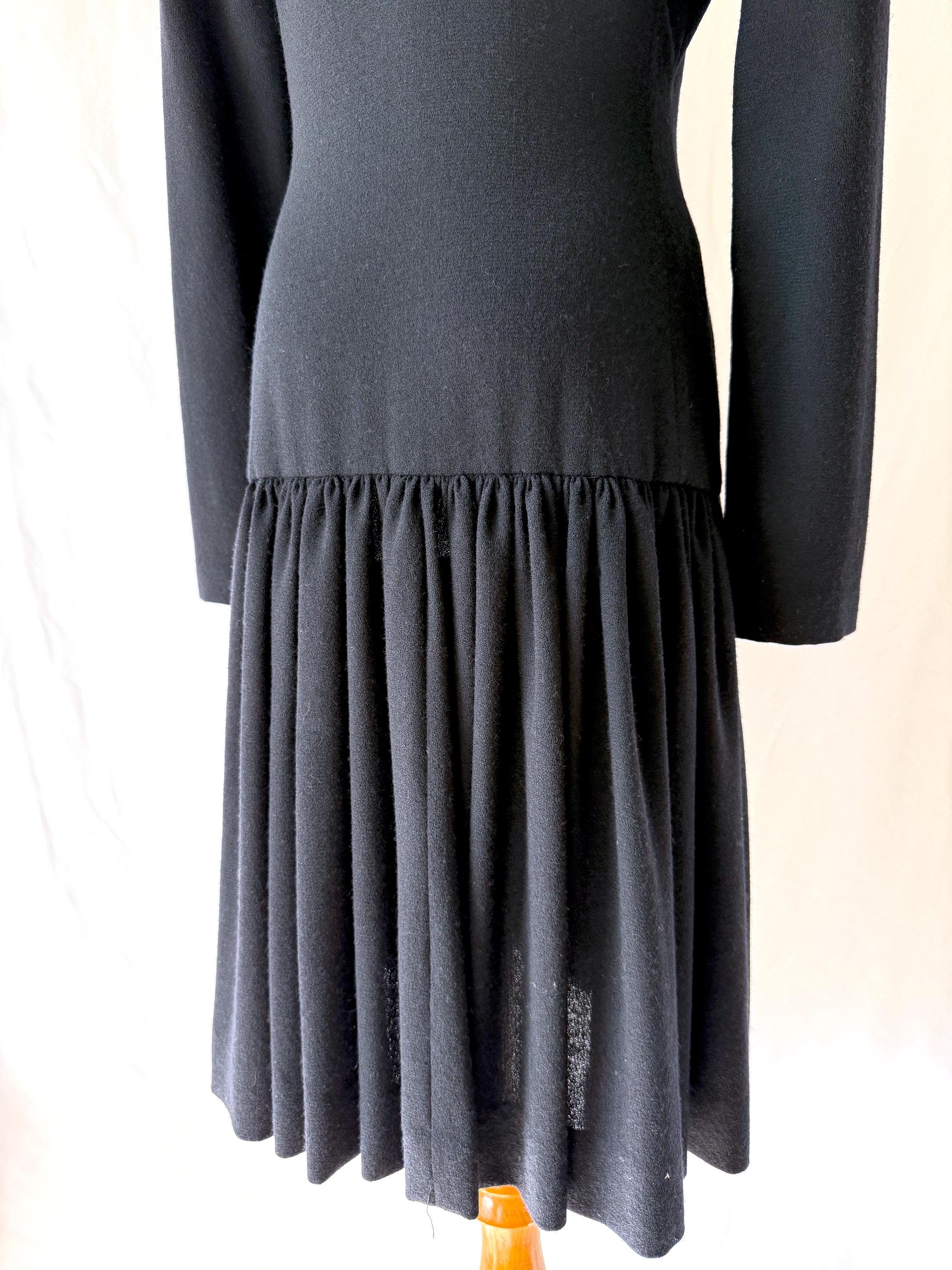 vintage Carolyn Roehm black wool dress Medium