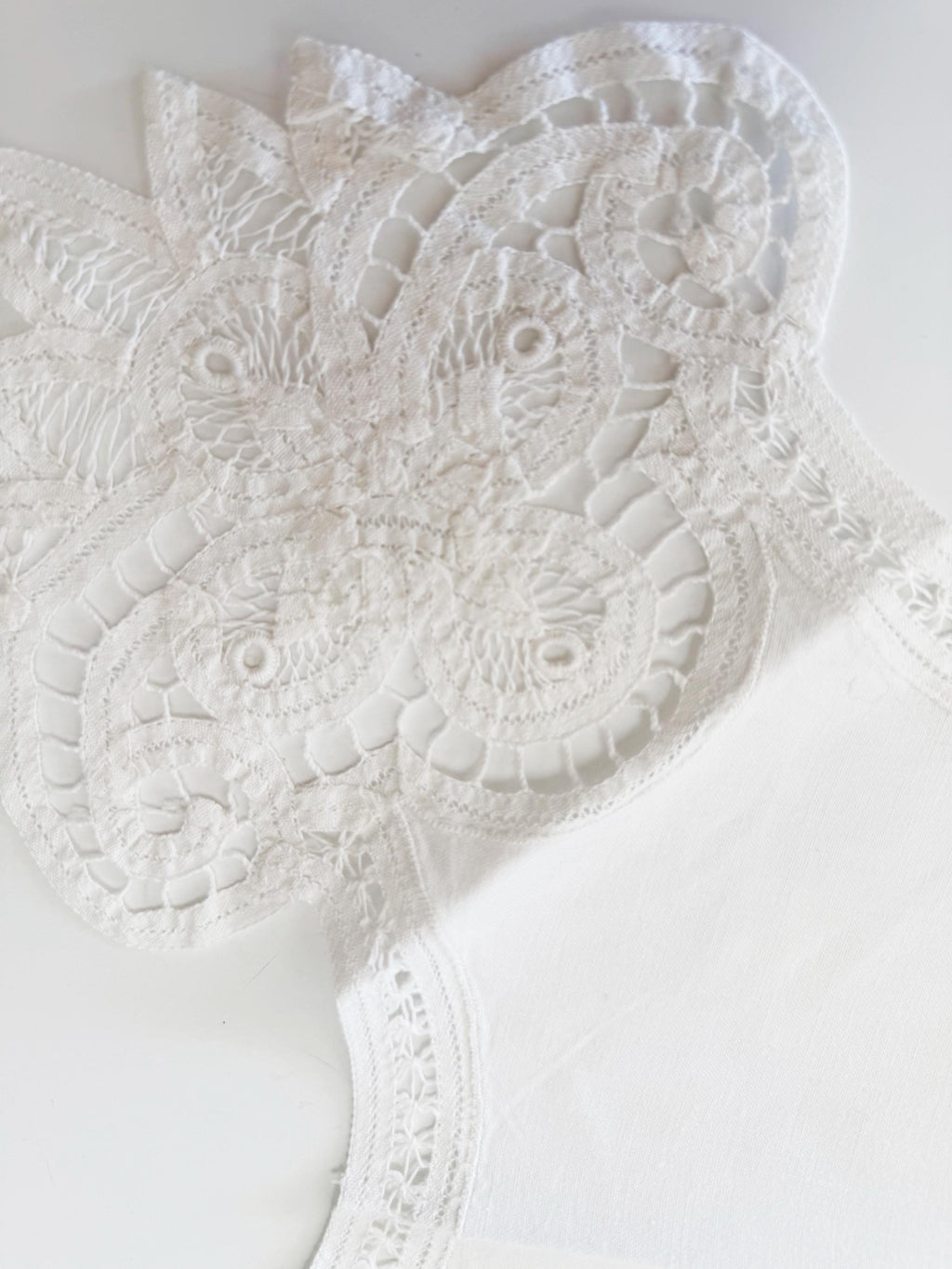 Vintage Bun Warmer Bread Basket Liner Battenberg Lace