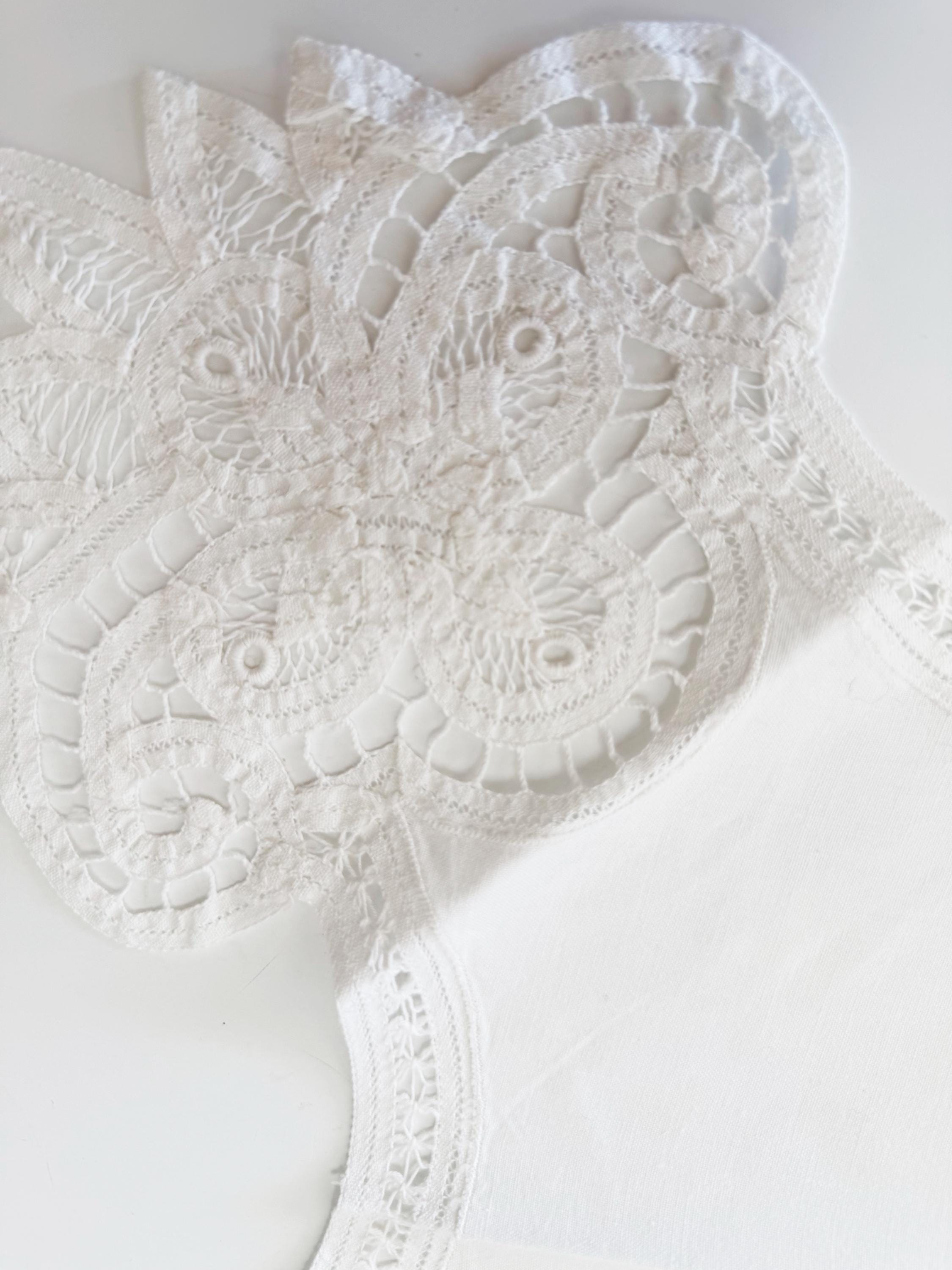 Vintage Bun Warmer Bread Basket Liner Battenberg Lace