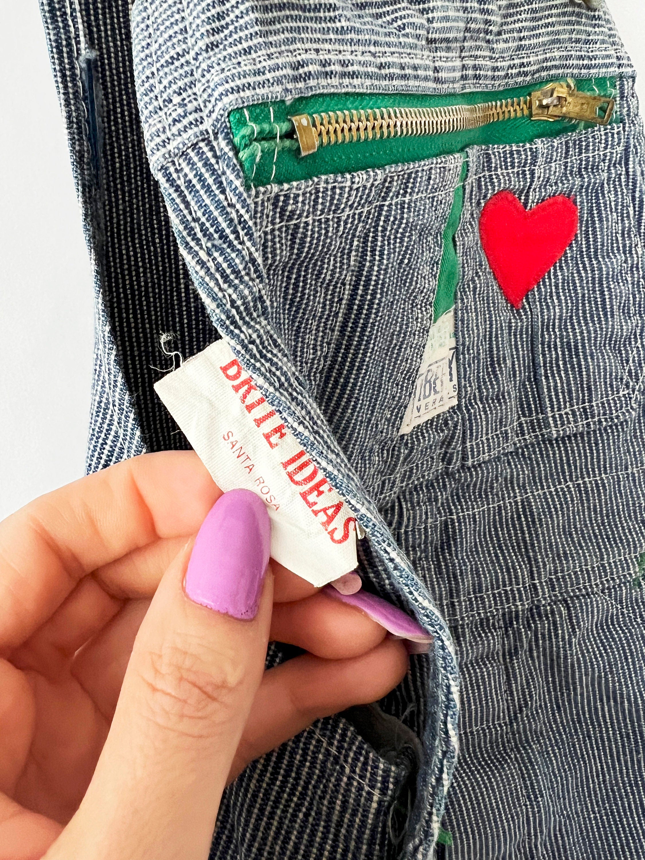 kids size 6 vintage liberty overalls  tulip and heartsconductor stripe coveralls kids