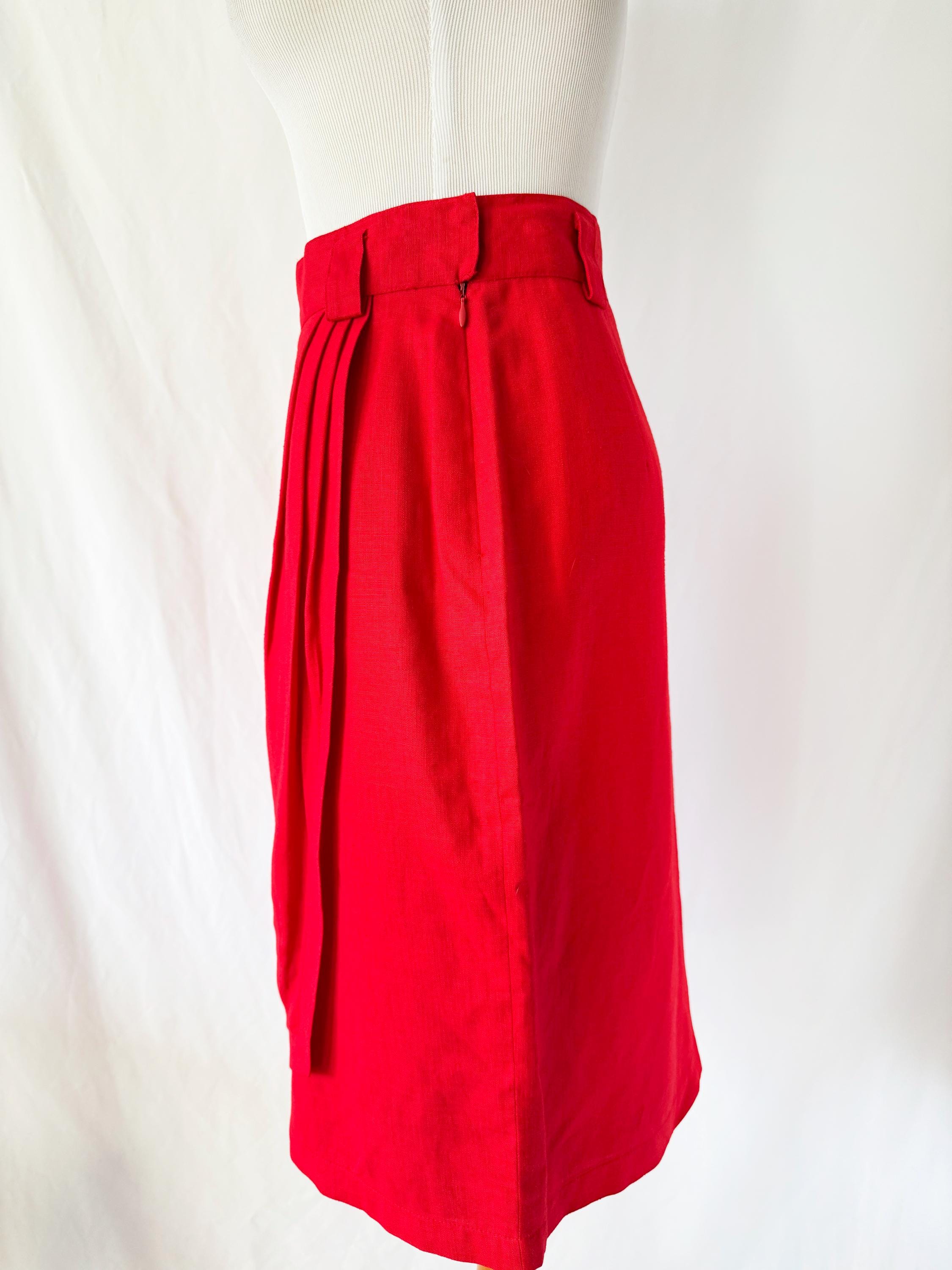 Draped Red Linen Skirt Jones New York Size 6