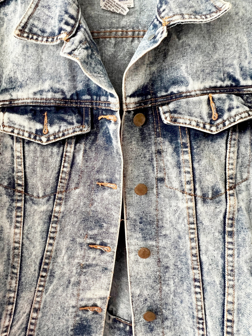 vintage 80s acid wash denim jacket xs