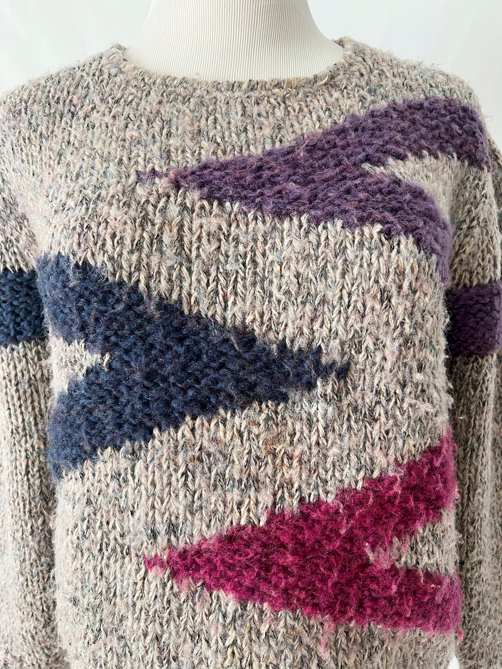 Vintage 80s Zig Zag Knit Sweater: Collage by Hand, Small
