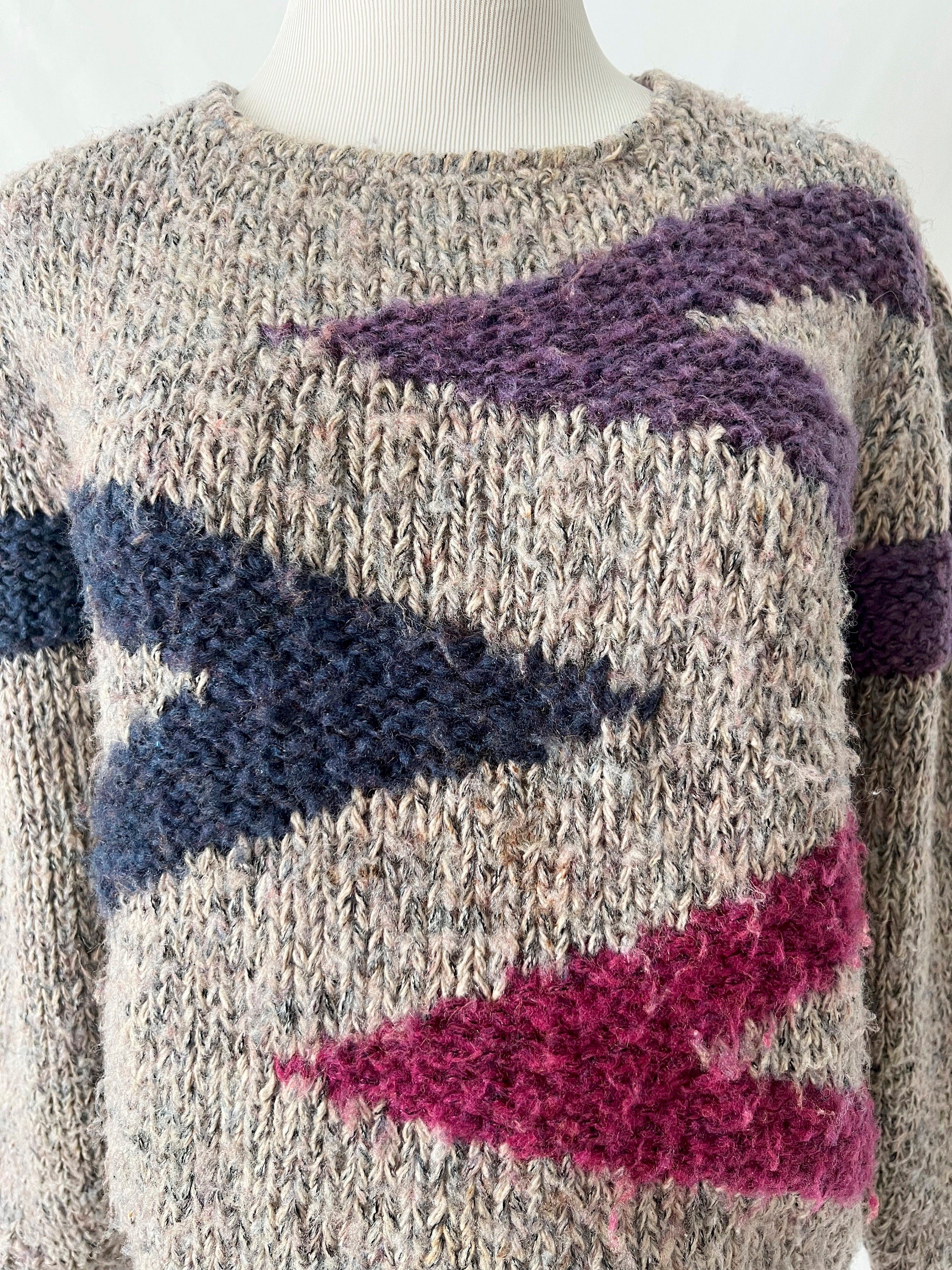 Vintage 80s Zig Zag Knit Sweater: Collage by Hand, Small