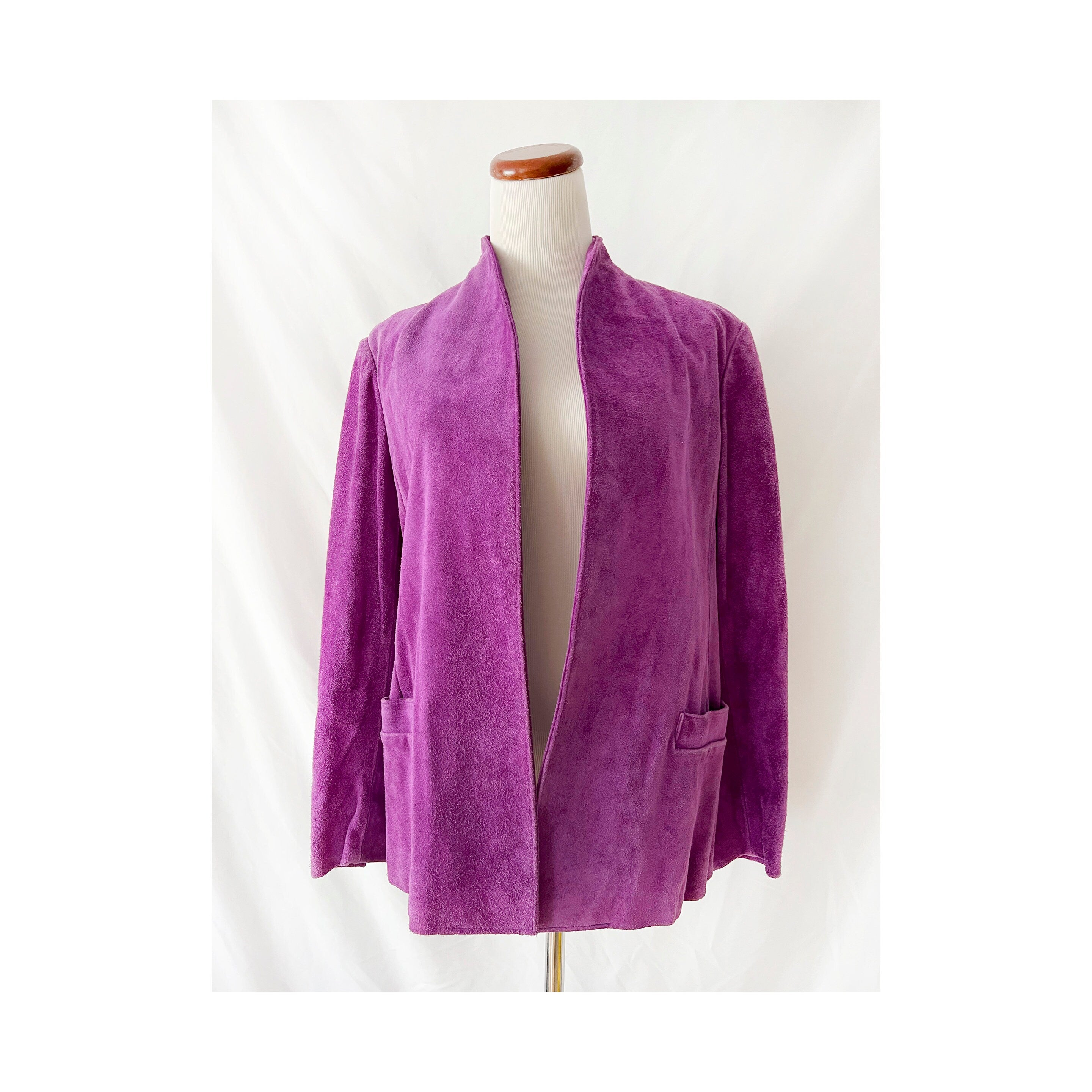 Vintage 1970s Purple Suede Jacket Miss Bergdorf Leather Jacket medium