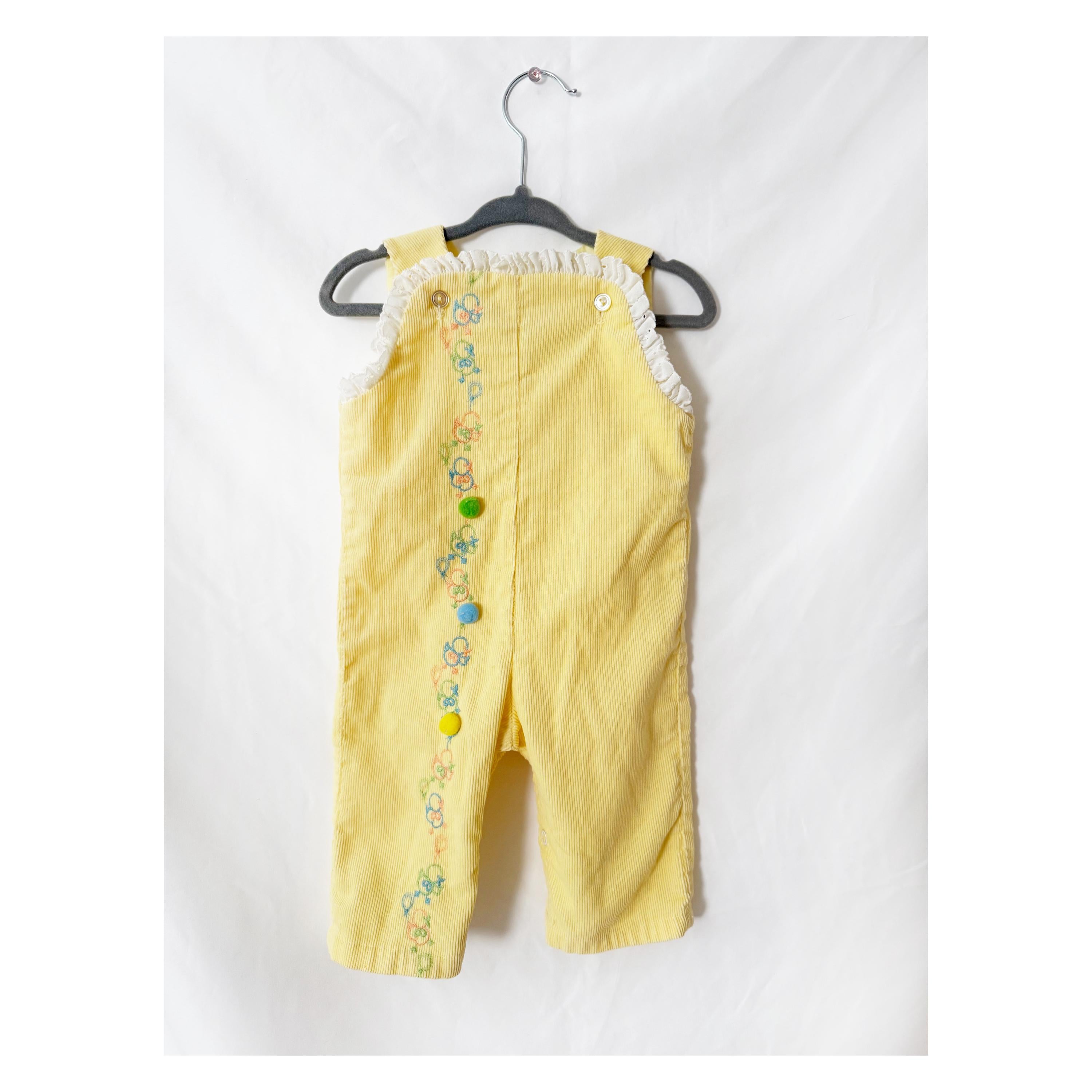 vintage 1980s yellow corduroy overalls 12 months old 1 year old toddler