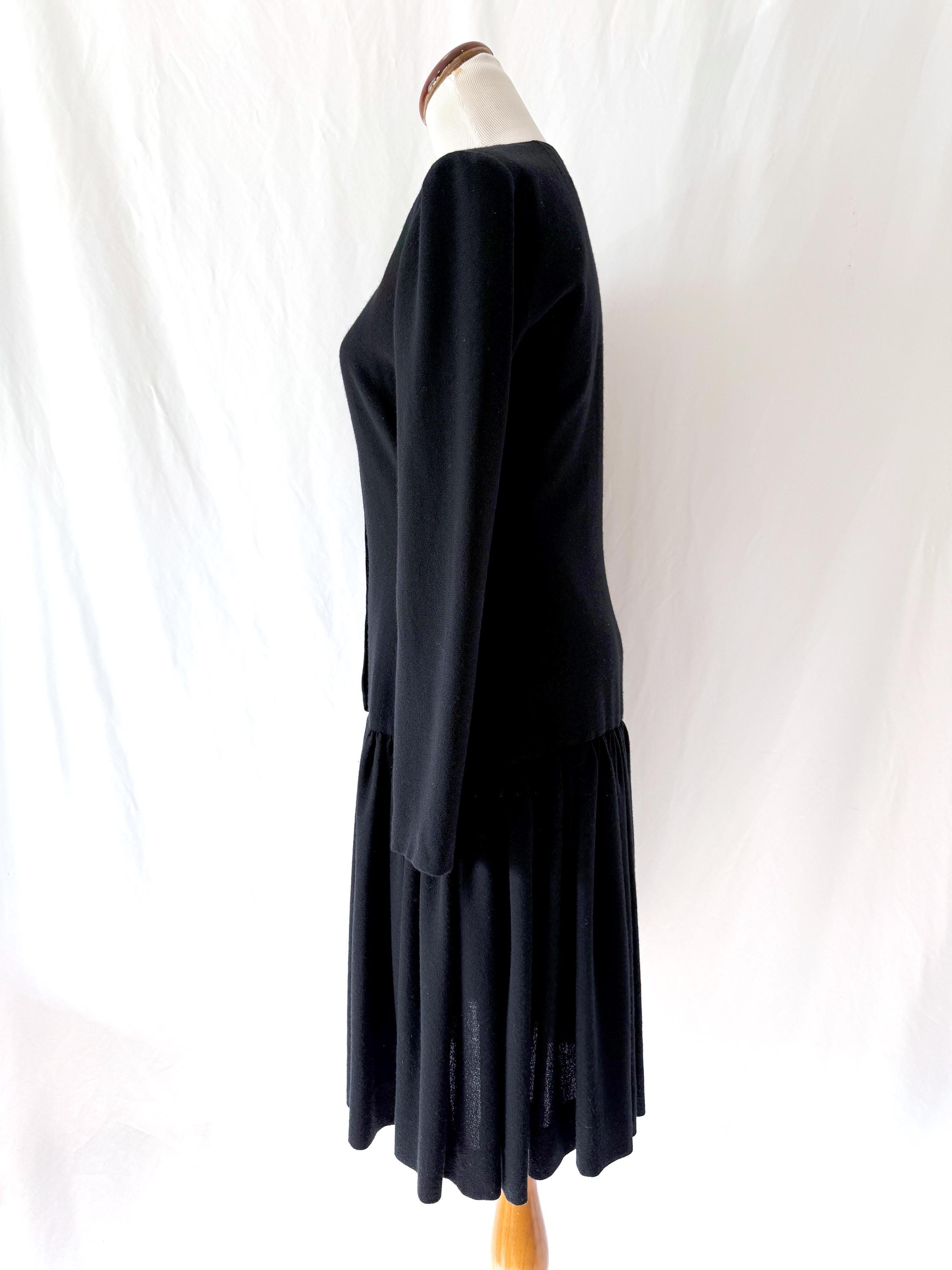 vintage Carolyn Roehm black wool dress Medium