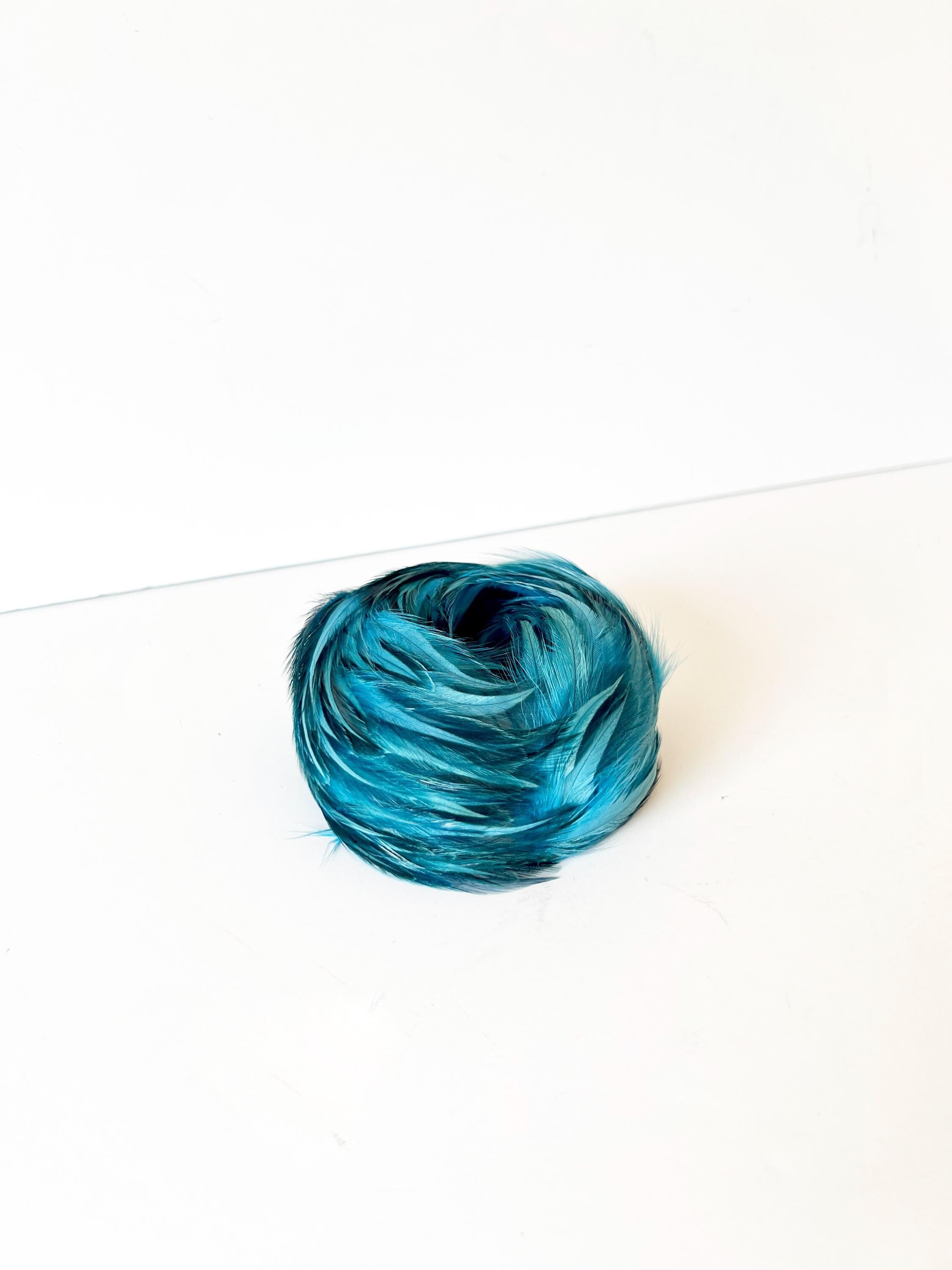 Vintage 1950s Feather Fascinator Hat / Genuine Feather /  Blue /  Hair Accessory