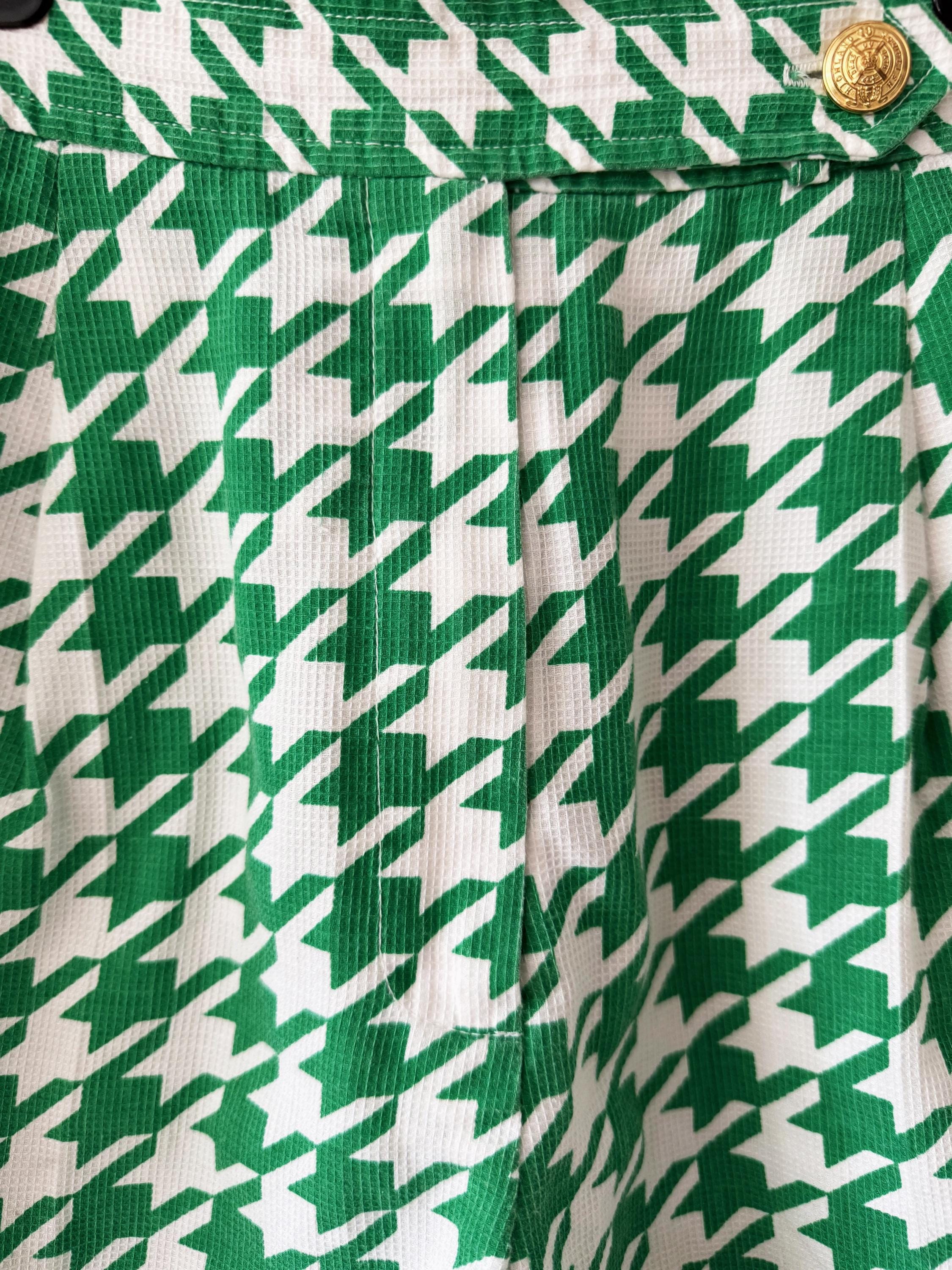 Vintage Green and White Houndstooth Shorts