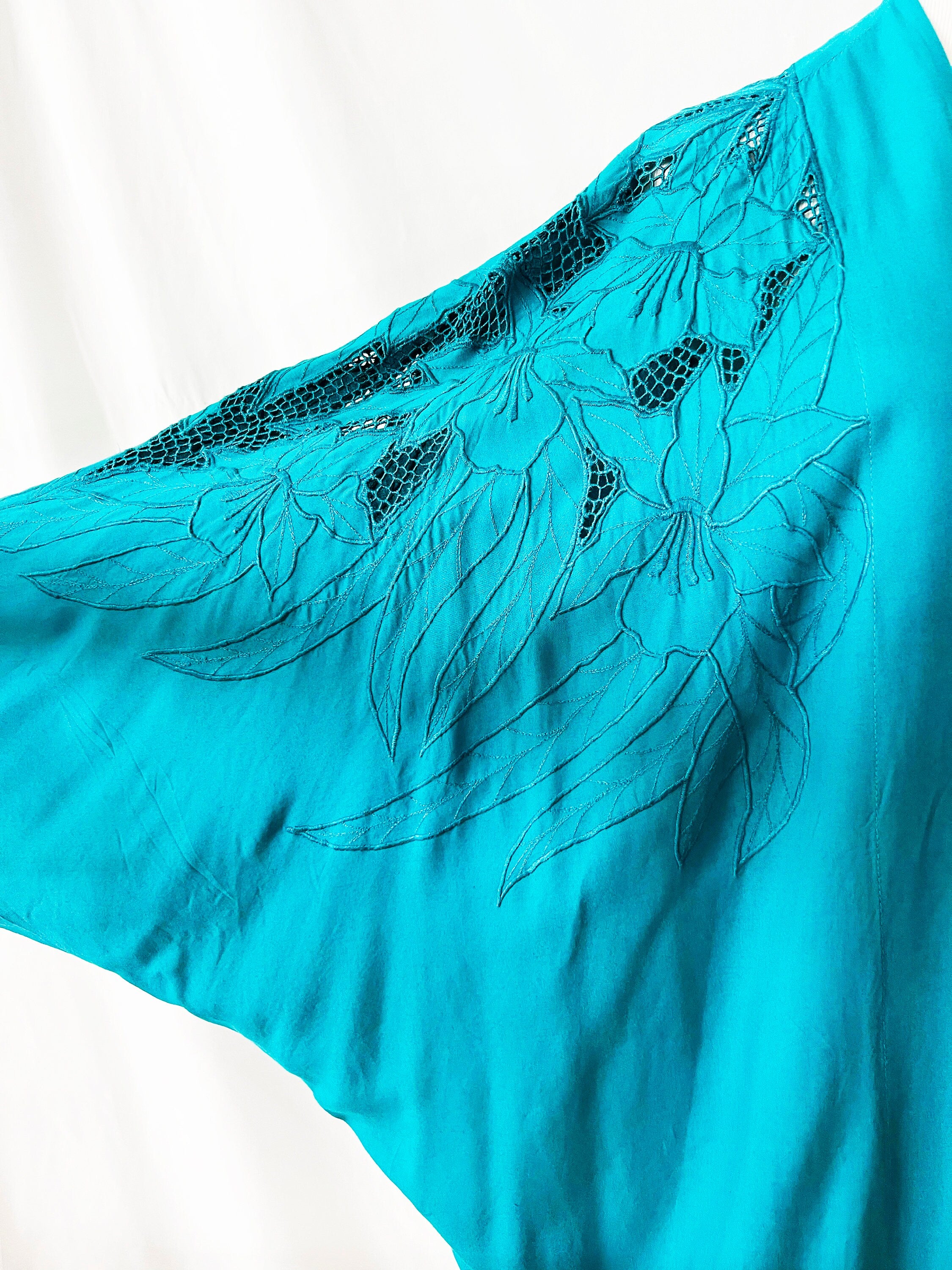 vintage 1980s cut out cardigan rayon hibiscus shawl kimono large  xlarge