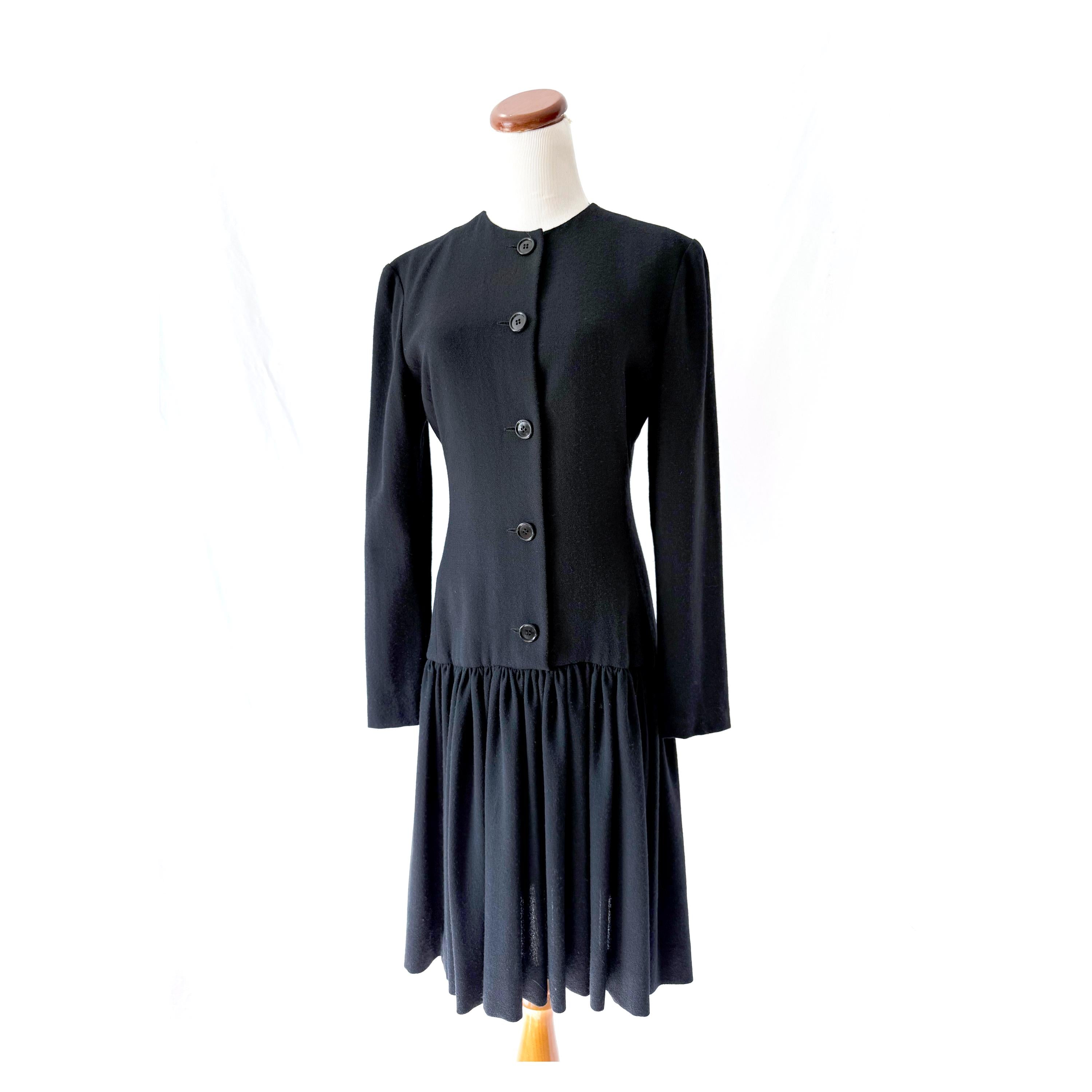vintage Carolyn Roehm black wool dress Medium