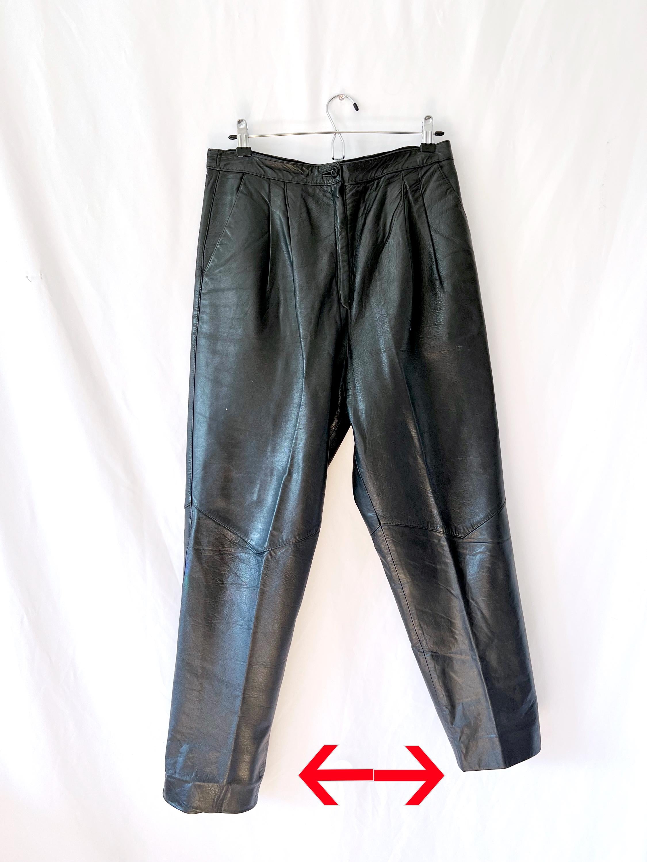 1980s vintage black leather pants medium / large