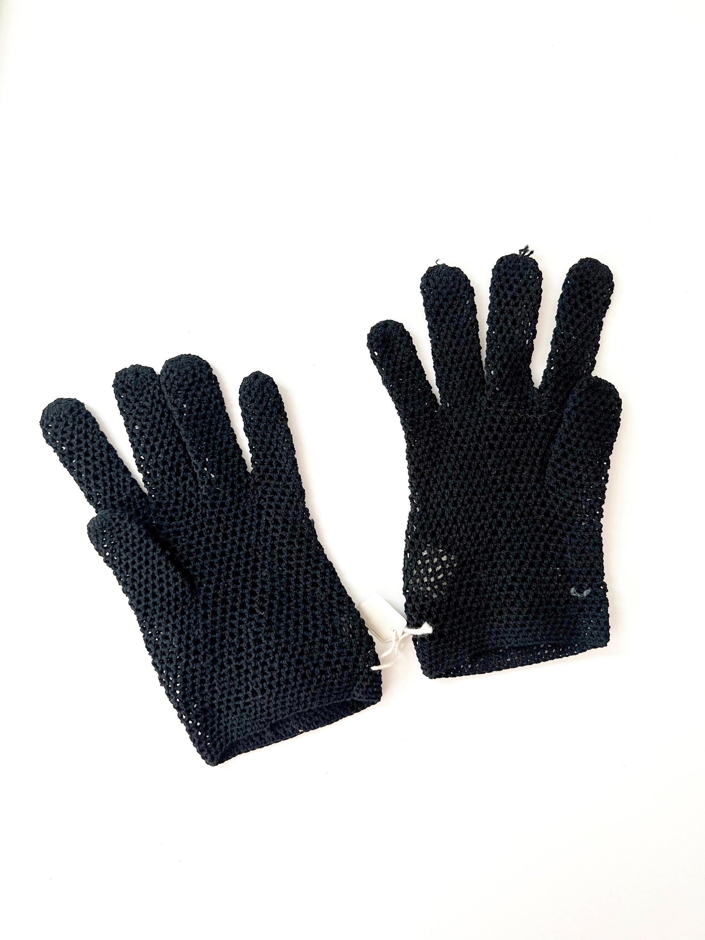 new with tags vintage 1960s black fishnet gloves xs