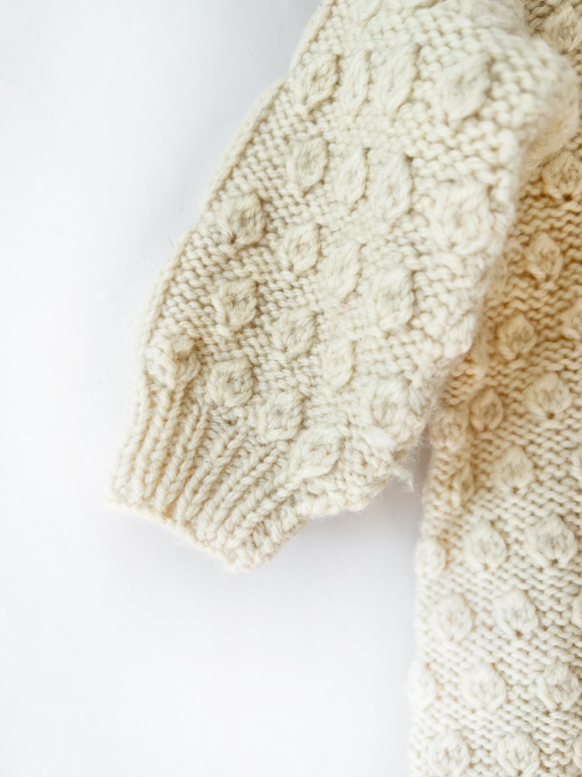 Vintage Knit Ivory Baby Bunting Sweater 0-6 months / wool sleeping bag for babies