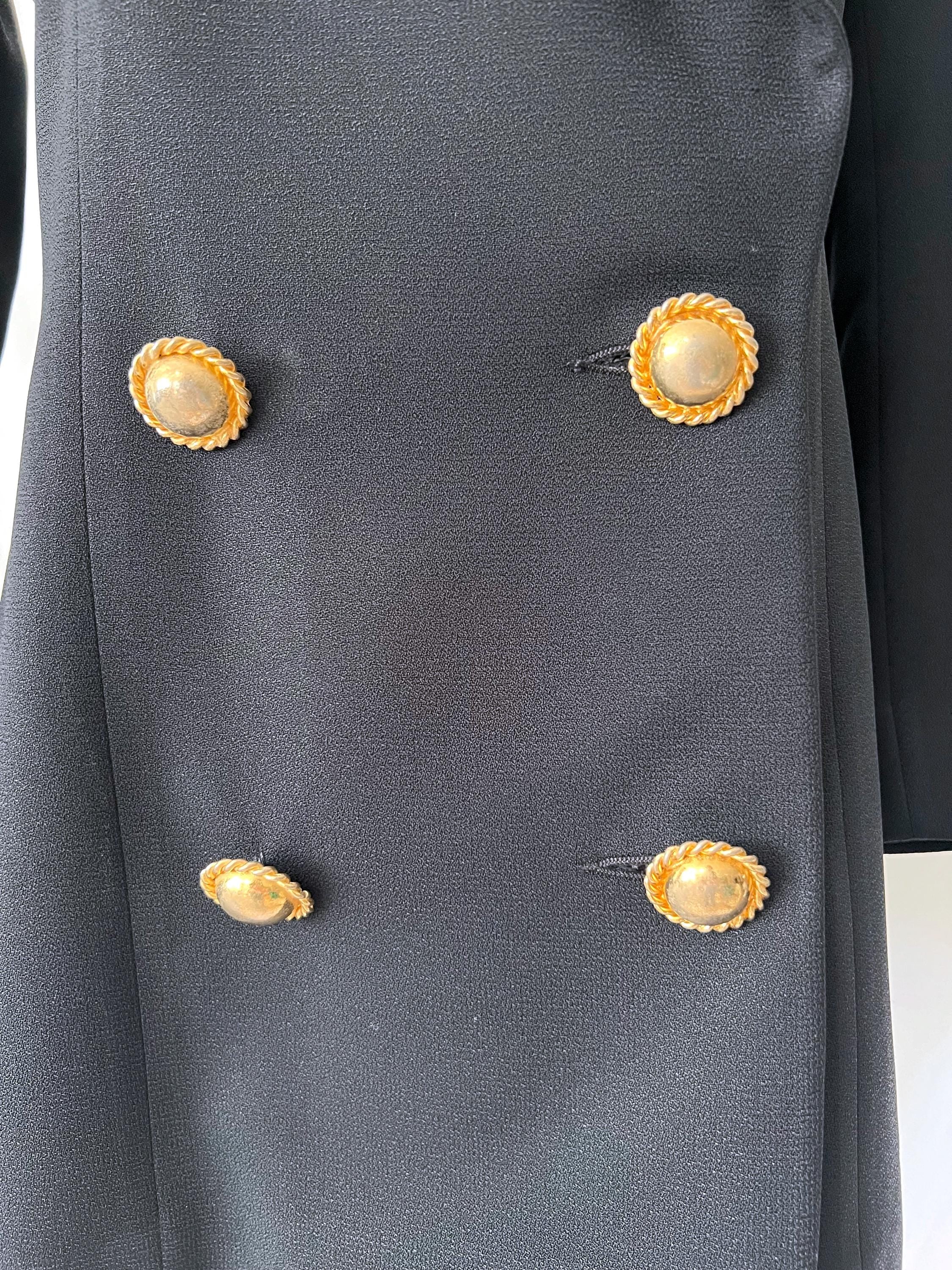 anne klein 1980s black blazer / preppy country club gold buttons / medium