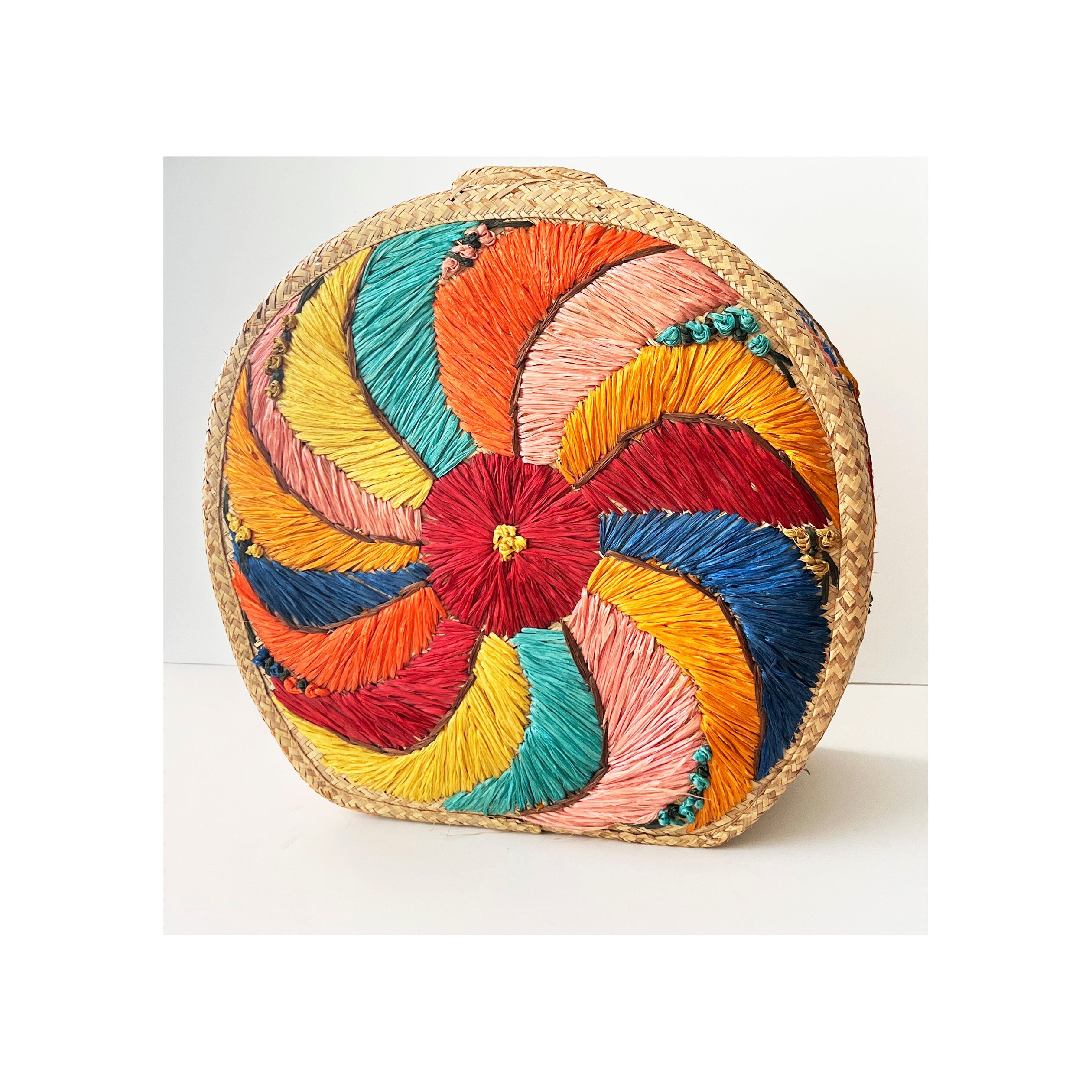 vintage 1940s woven rattan bag  / basket storage case