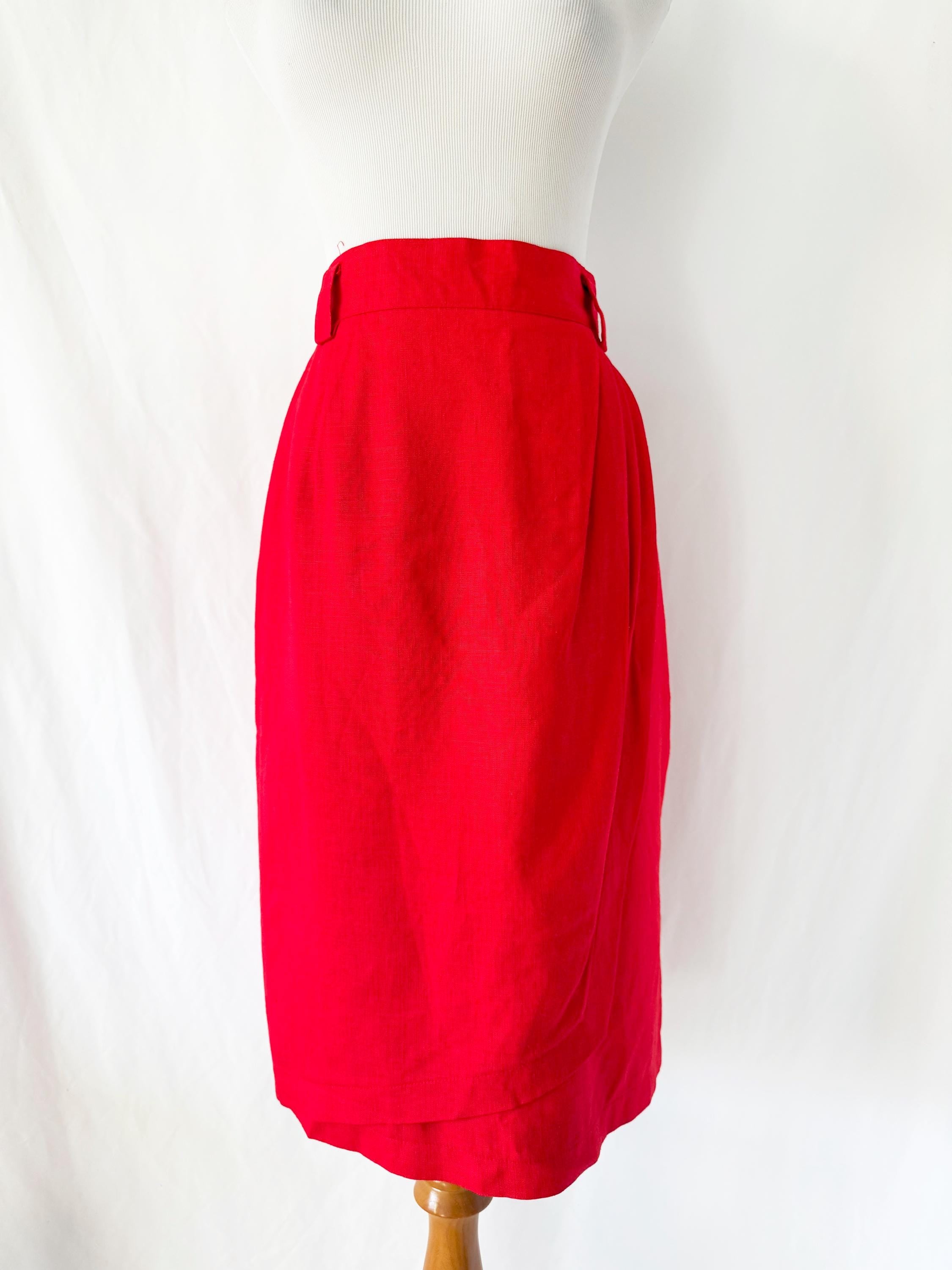 Draped Red Linen Skirt Jones New York Size 6