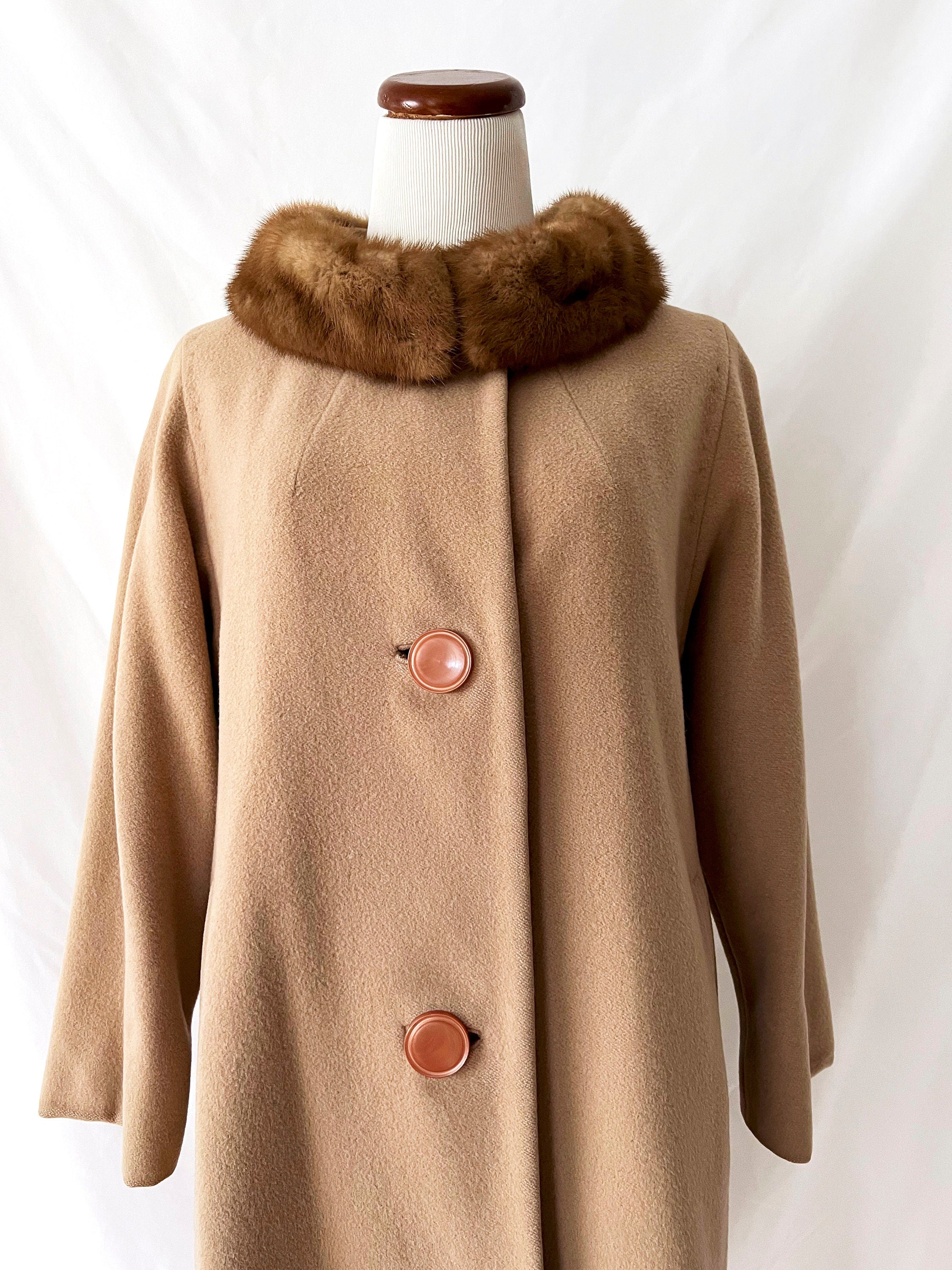 vintage 1960s cashmere and fur coat medium