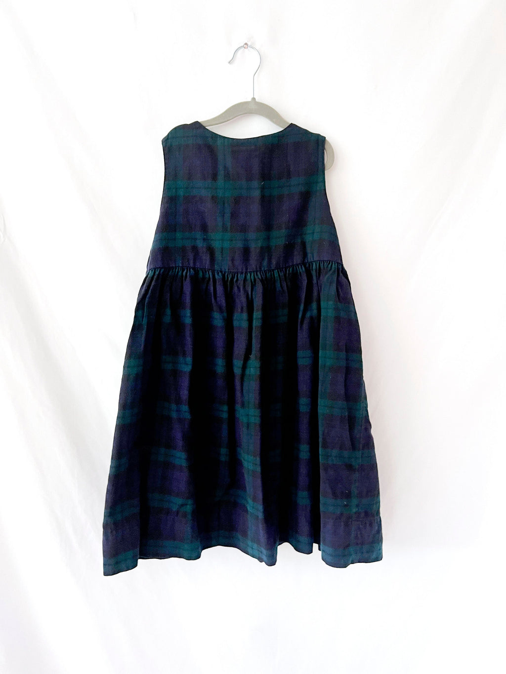 laura ashley dress black watch plaid  flannel dress for girls size 7-8