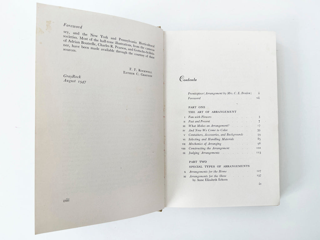 1947 Flower Arrangement Book: Rockwell and Grayson, First Edition Hardcover