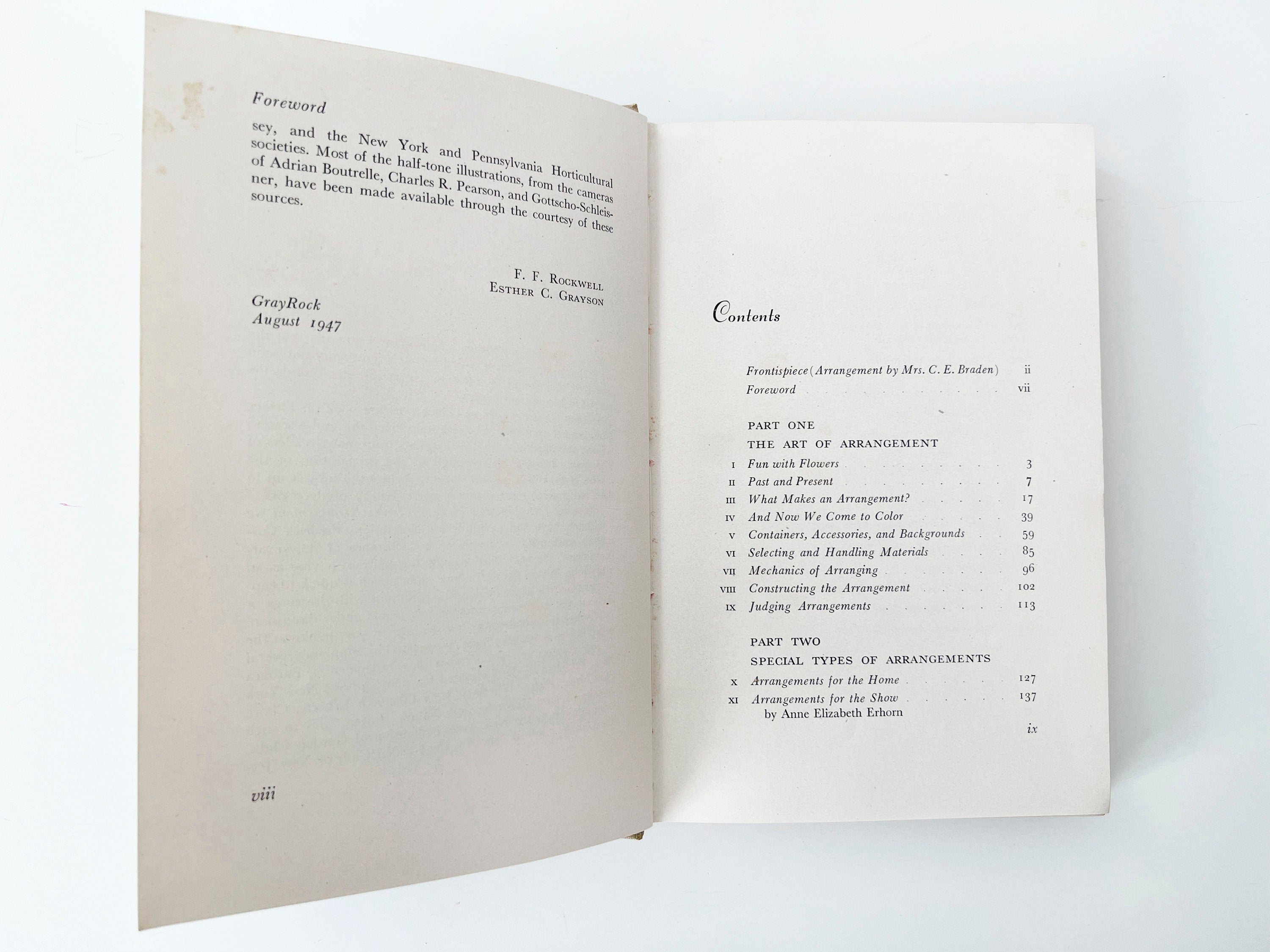 1947 Flower Arrangement Book: Rockwell and Grayson, First Edition Hardcover