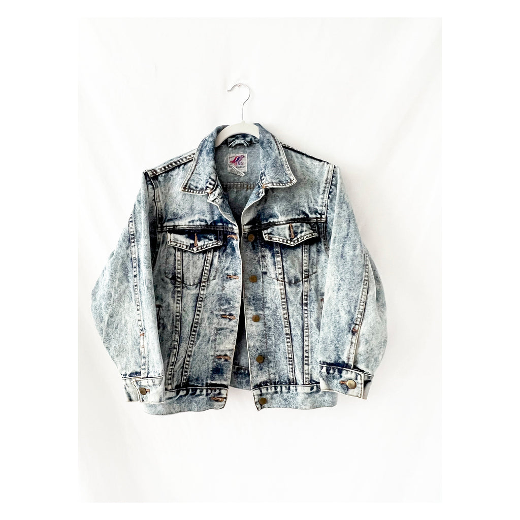 vintage 80s acid wash denim jacket xs