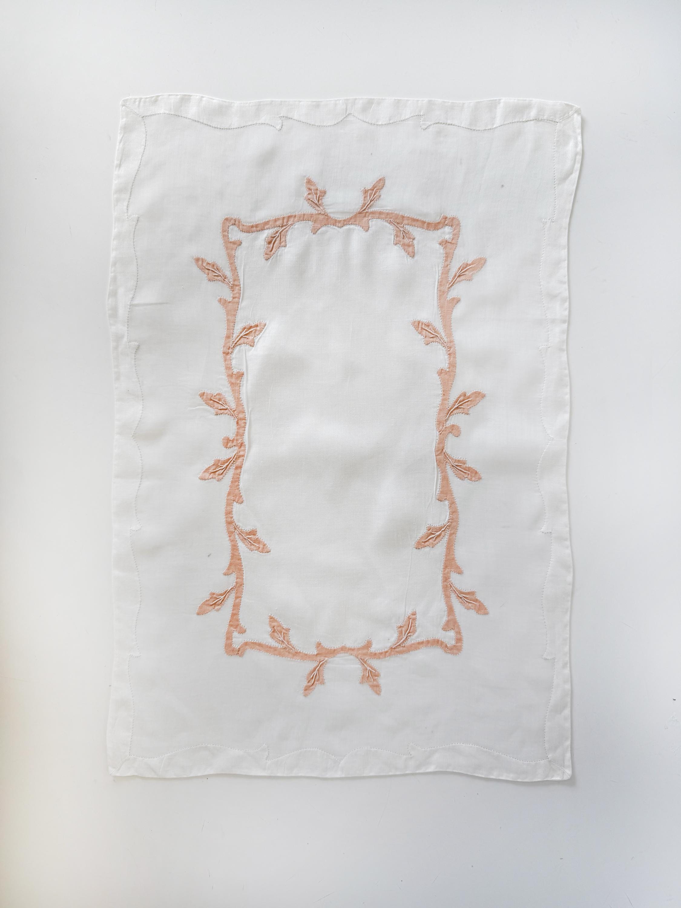 Vintage Organza and Cotton White and Pink Set of 8 Table Setting, Napkins and Runner