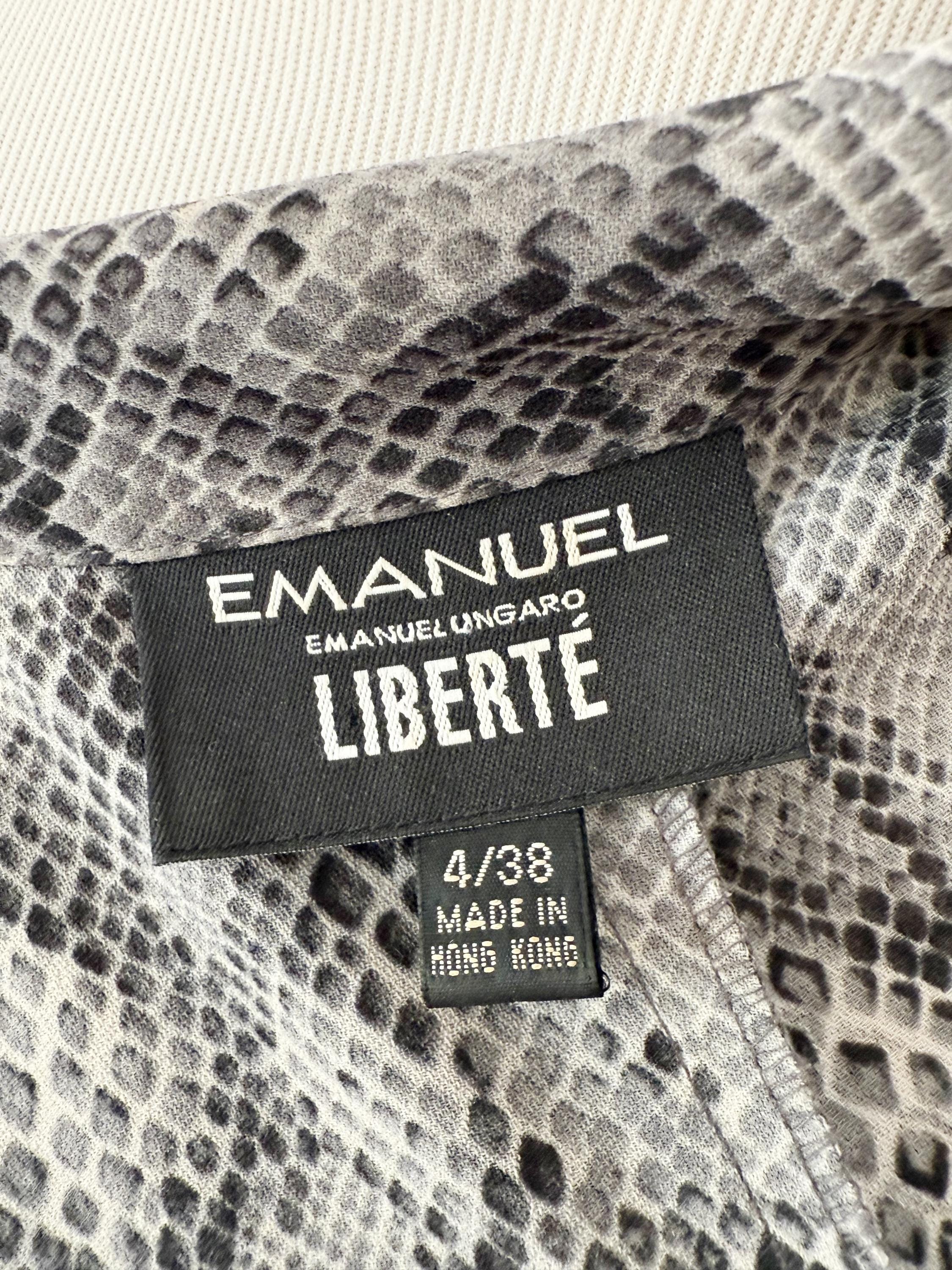 Emanuel Ungaro Liberte Gray Snake Print Long Sleeve Shirt Maxi Dress 4