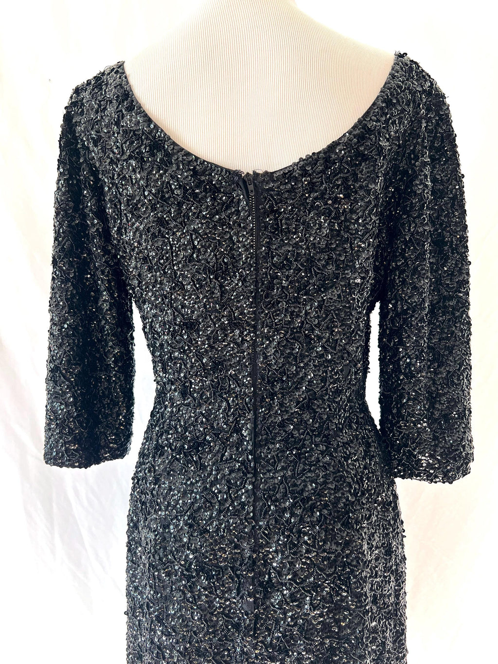 1960s vintage sequin black wiggle dress Gene Shelly Medium