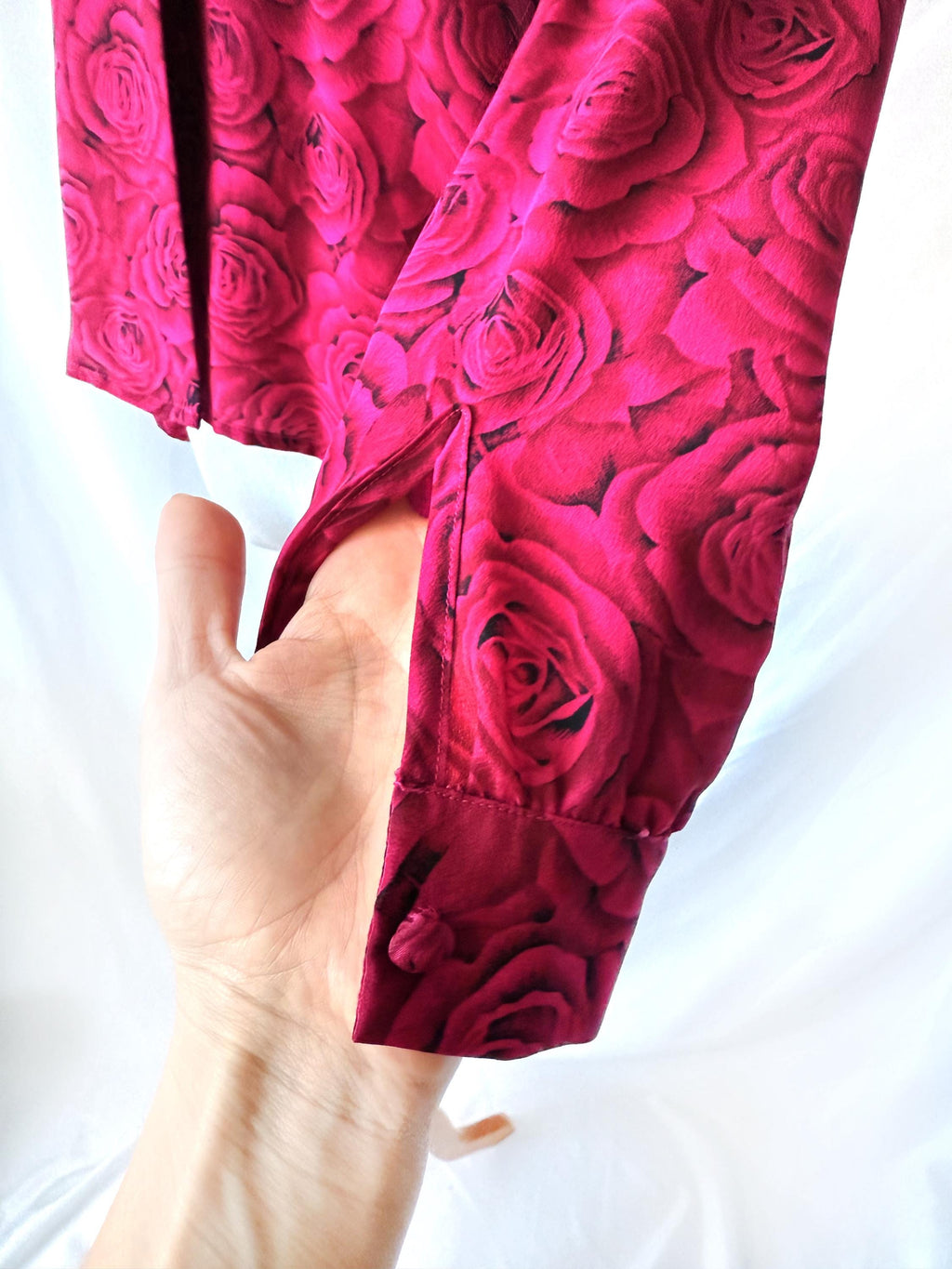 Magenta Roses Silk Blouse by Karen Austen Size 4