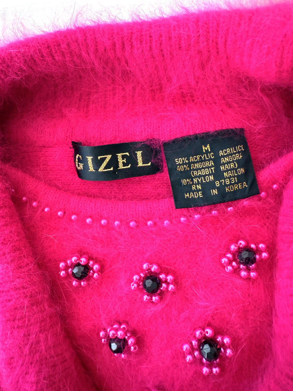 1980s Hot Pink Angora Sweater M